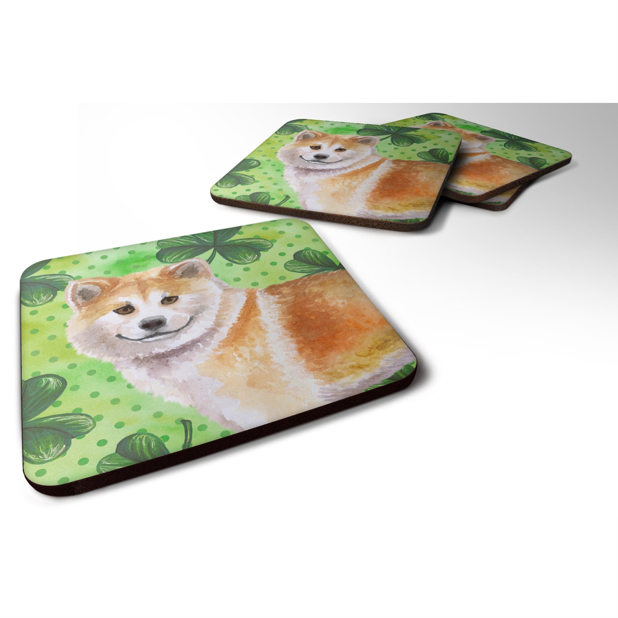 'Caroline'S Treasures Shiba Inu St Patrick'S Decorative Coasters, Multicolor''