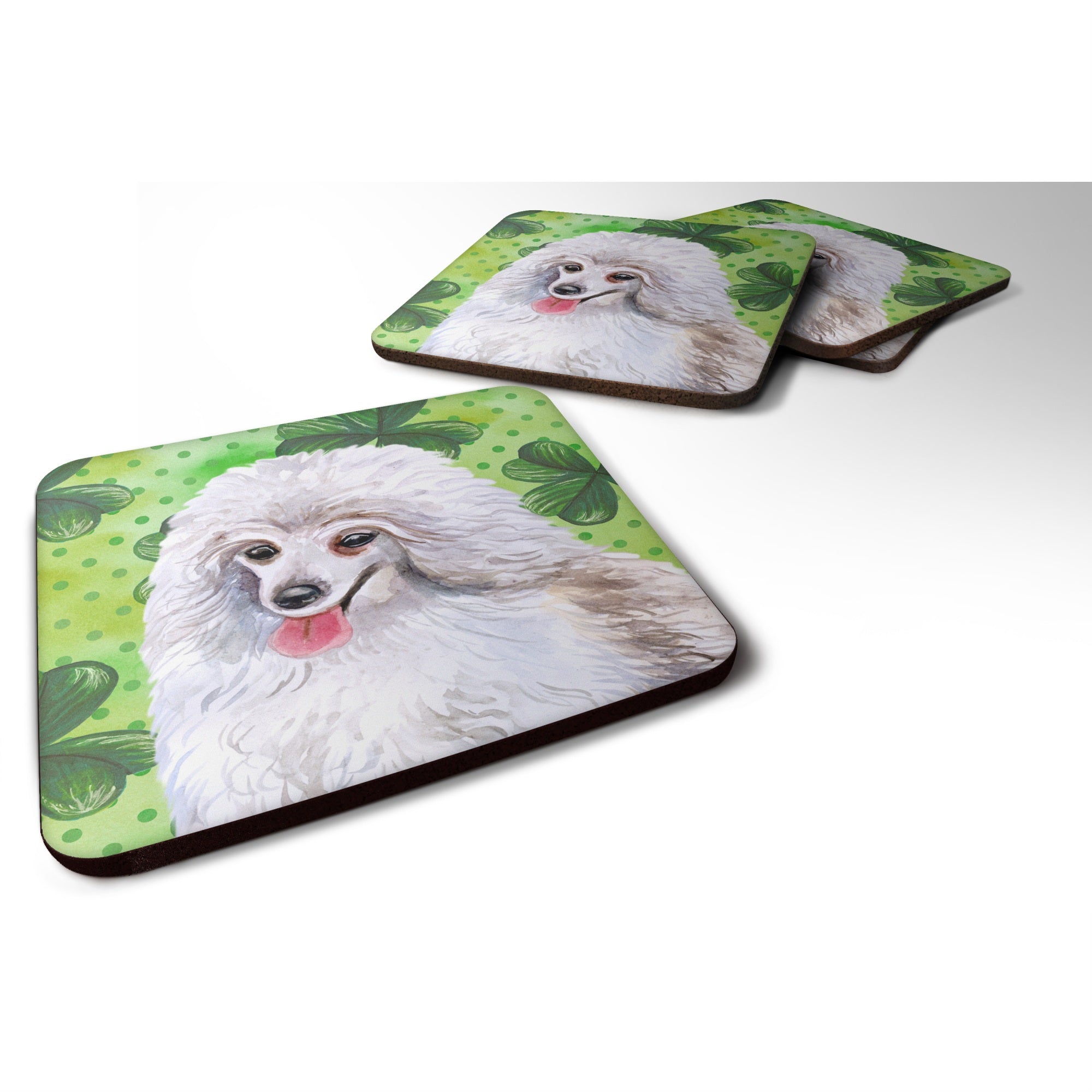 'Caroline'S Treasures Medium White Poodle St Patrick'S Decorative Coasters, Multicolor''