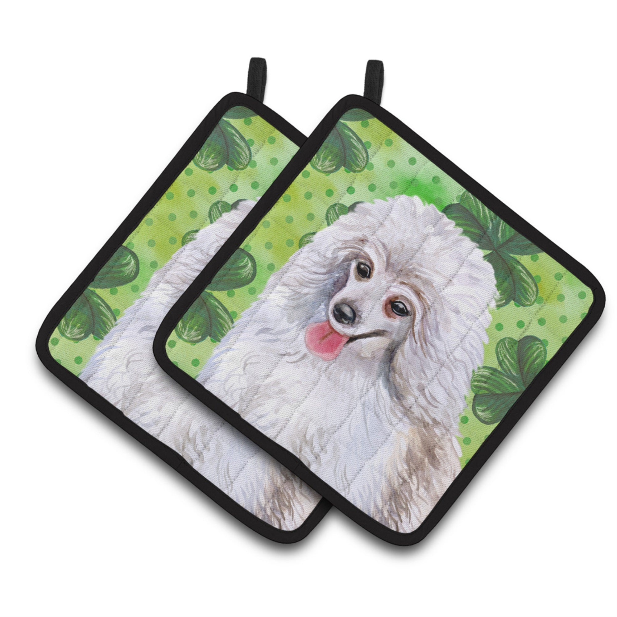 'Caroline'S Treasures Medium White Poodle Decorated Pot Holder, 7.5H X 7.5W, St Patrick'S Day''