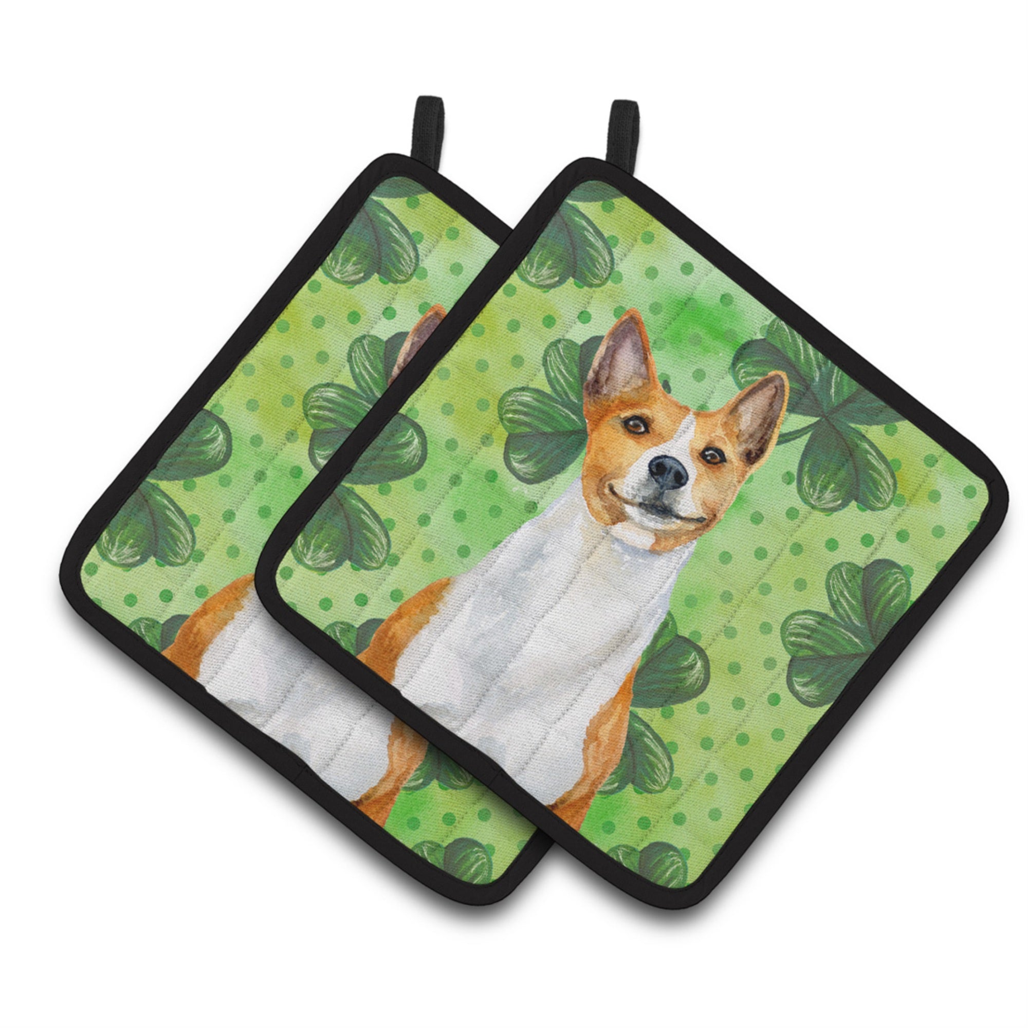 'Caroline'S Treasures Basenji Decorated Pot Holder, 7.5H X 7.5W, St Patrick'S Day''