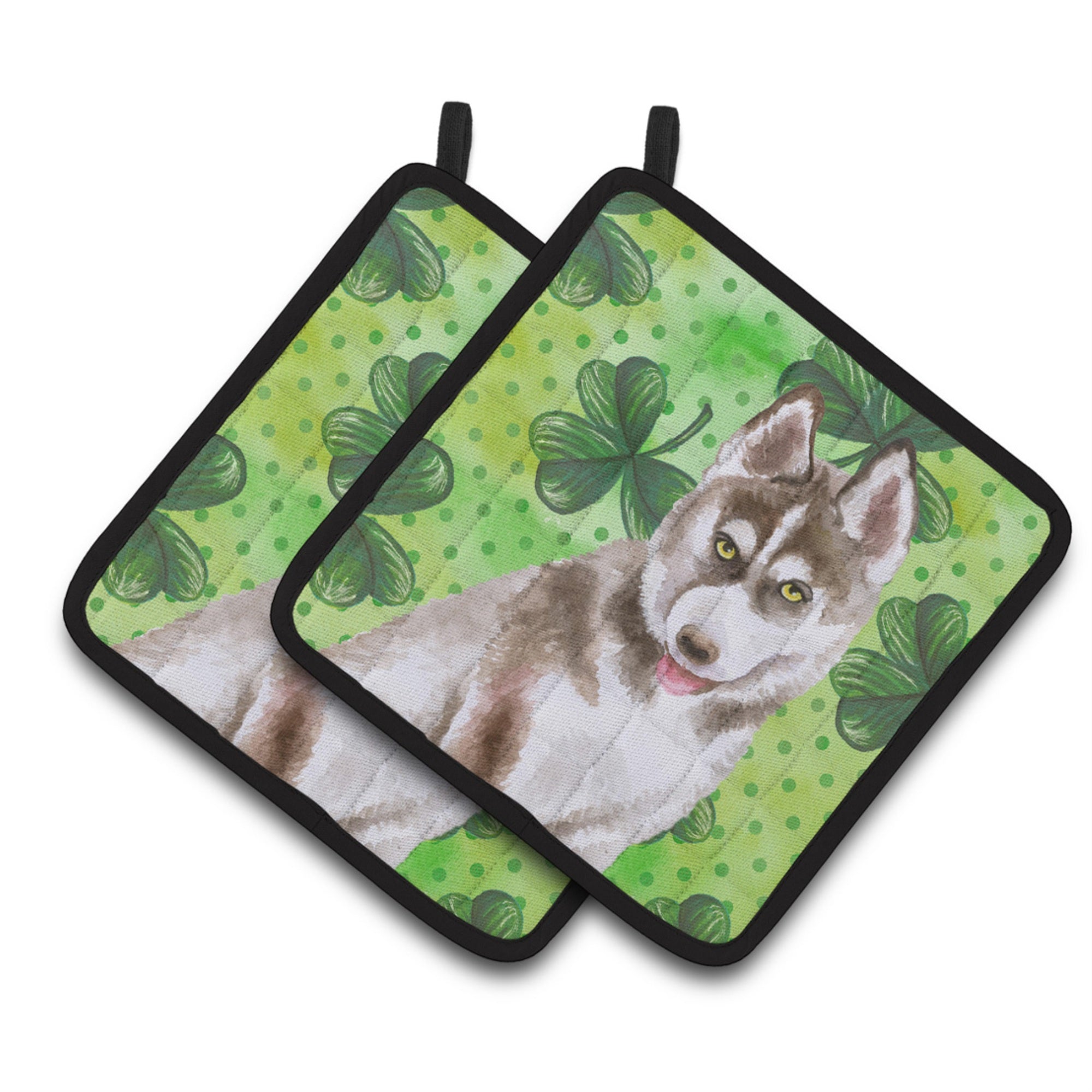 'Caroline'S Treasures Siberian Husky Grey Decorated Pot Holder, 7.5H X 7.5W, St Patrick'S Day''