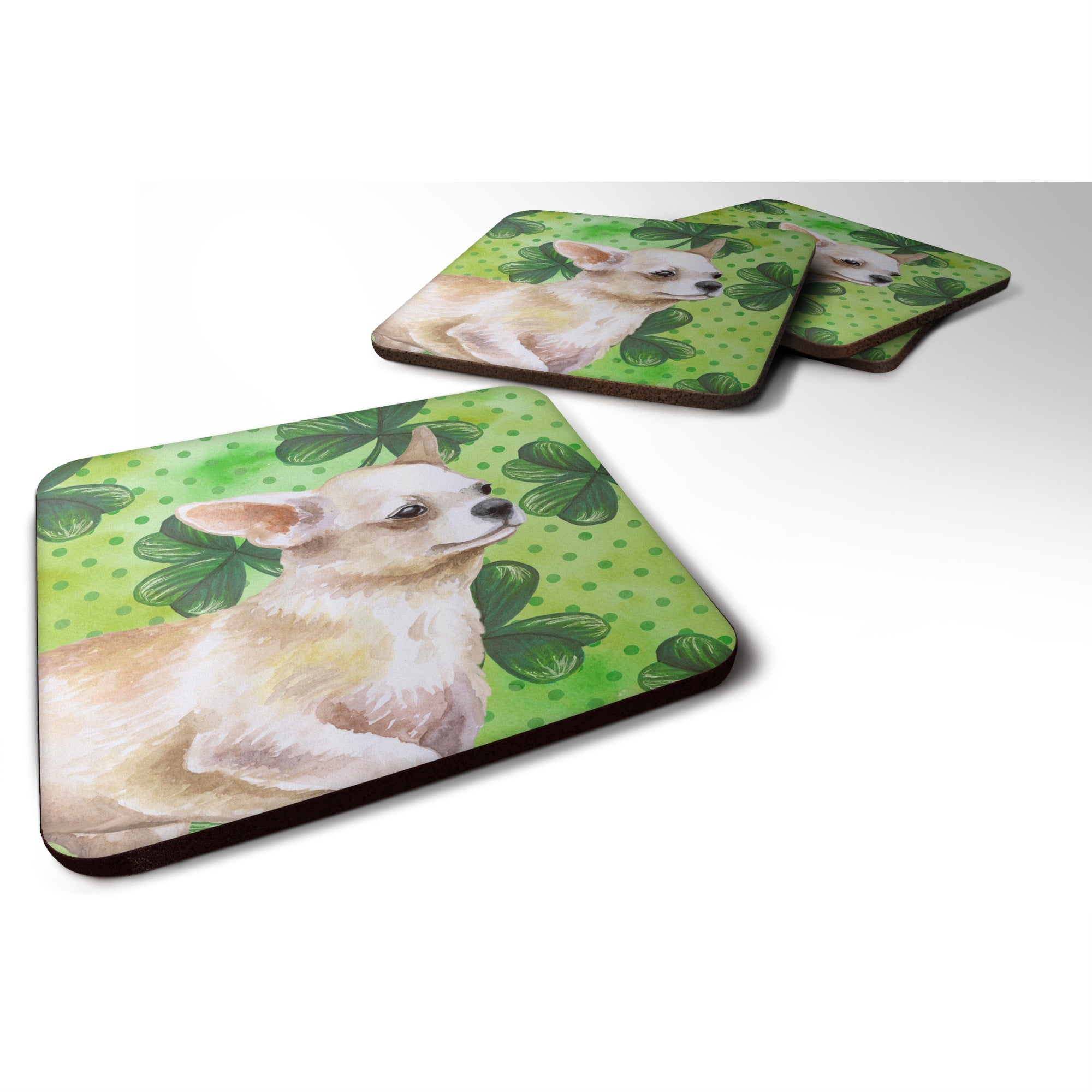 'Caroline'S Treasures Chihuahua Leg Up St Patrick'S Decorative Coasters, Multicolor''