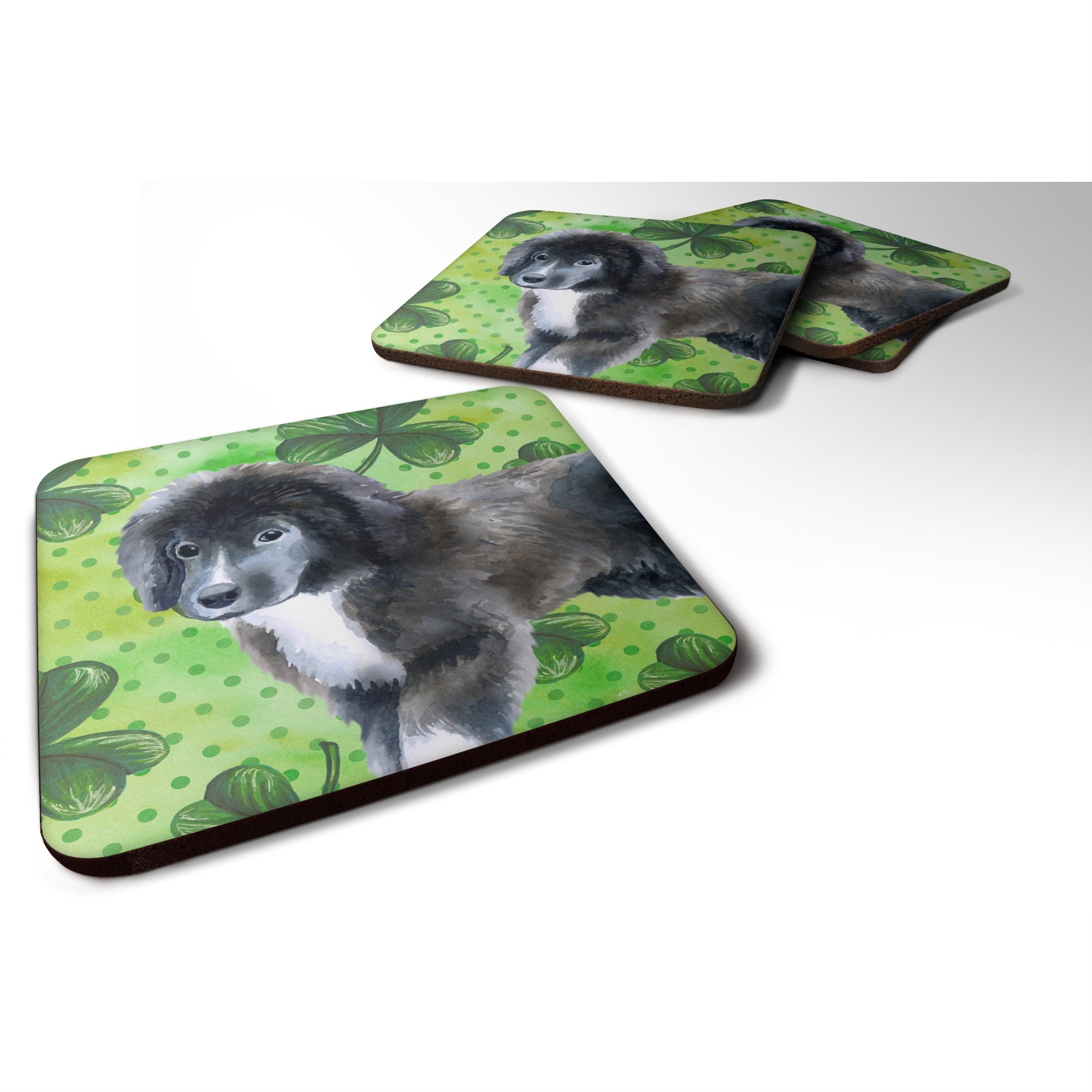 'Caroline'S Treasures Newfoundland Puppy St Patrick'S Decorative Coasters, Multicolor''