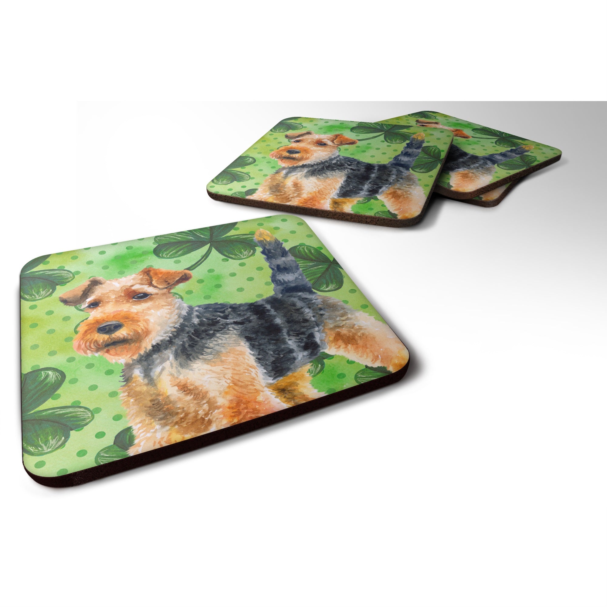 'Caroline'S Treasures Welsh Terrier St Patrick'S Decorative Coasters, Multicolor''
