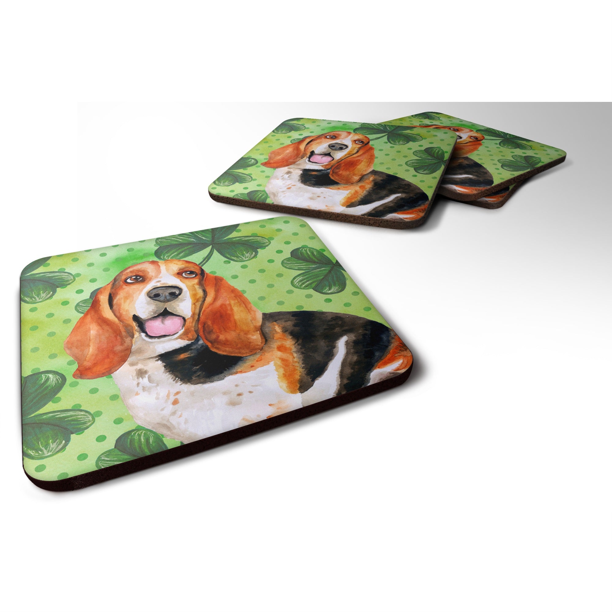 'Caroline'S Treasures Basset Hound St Patrick'S Decorative Coasters, Multicolor''