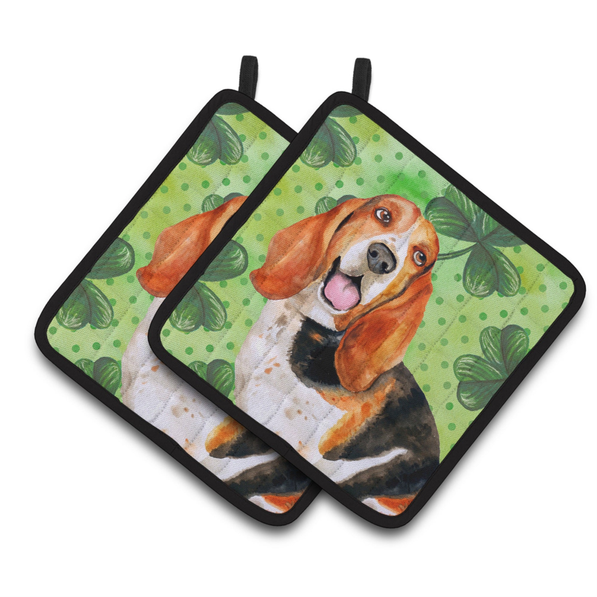 'Caroline'S Treasures Basset Hound Decorated Pot Holder, 7.5H X 7.5W, St Patrick'S Day''