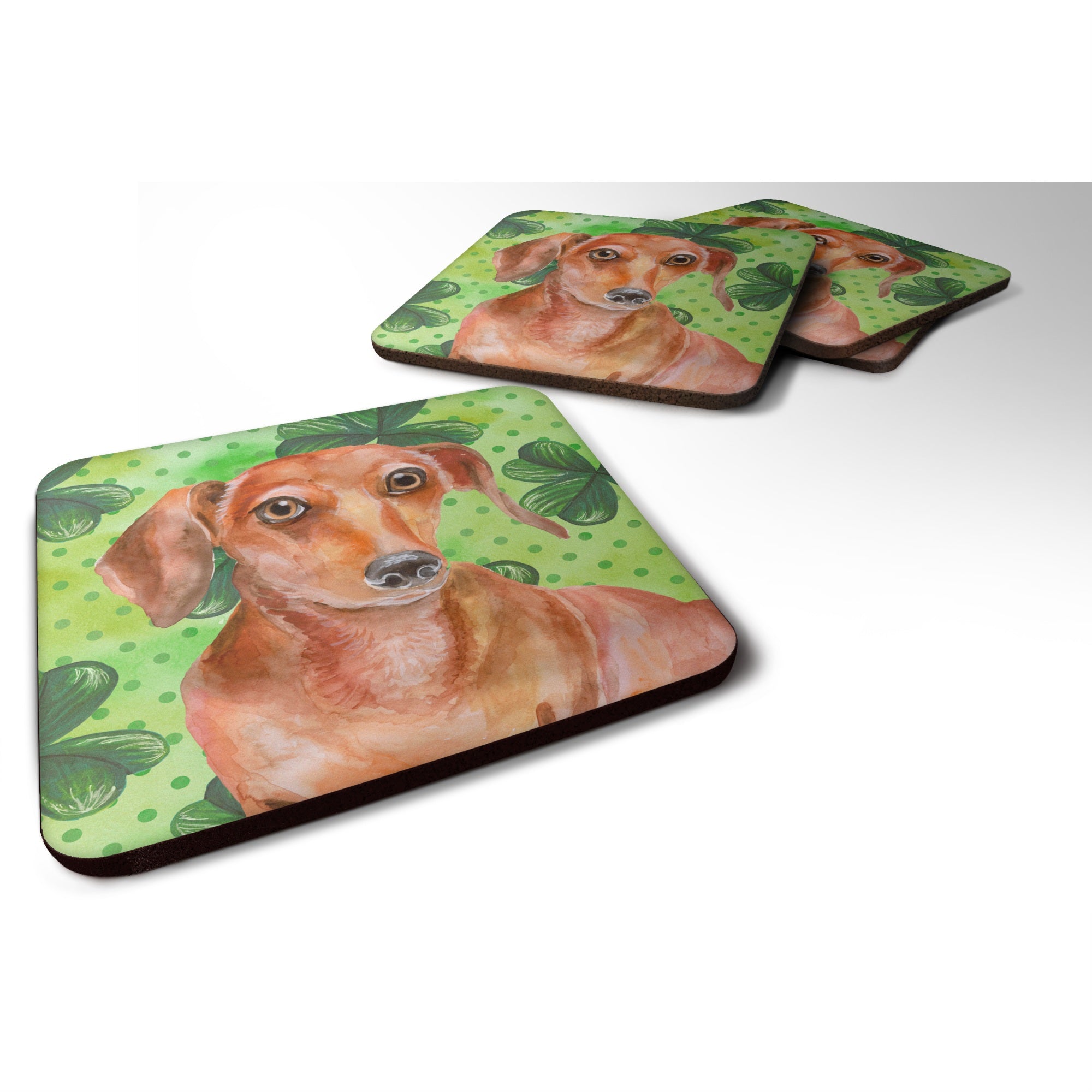 'Caroline'S Treasures Red Dachshund St Patrick'S Decorative Coasters, Multicolor''