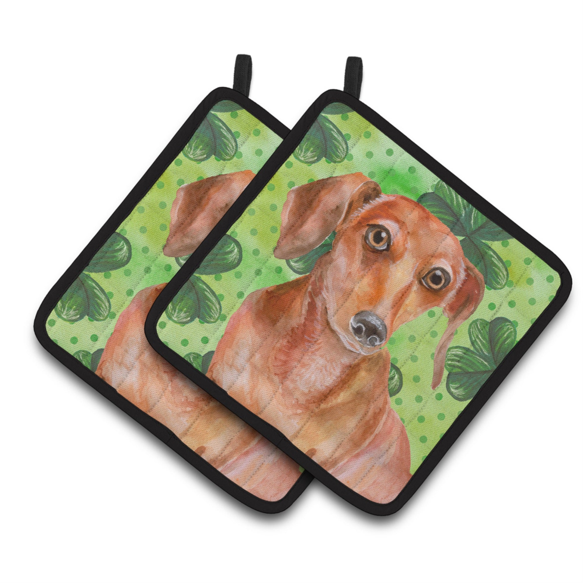 'Caroline'S Treasures Red Dachshund Decorated Pot Holder, 7.5H X 7.5W, St Patrick'S Day''