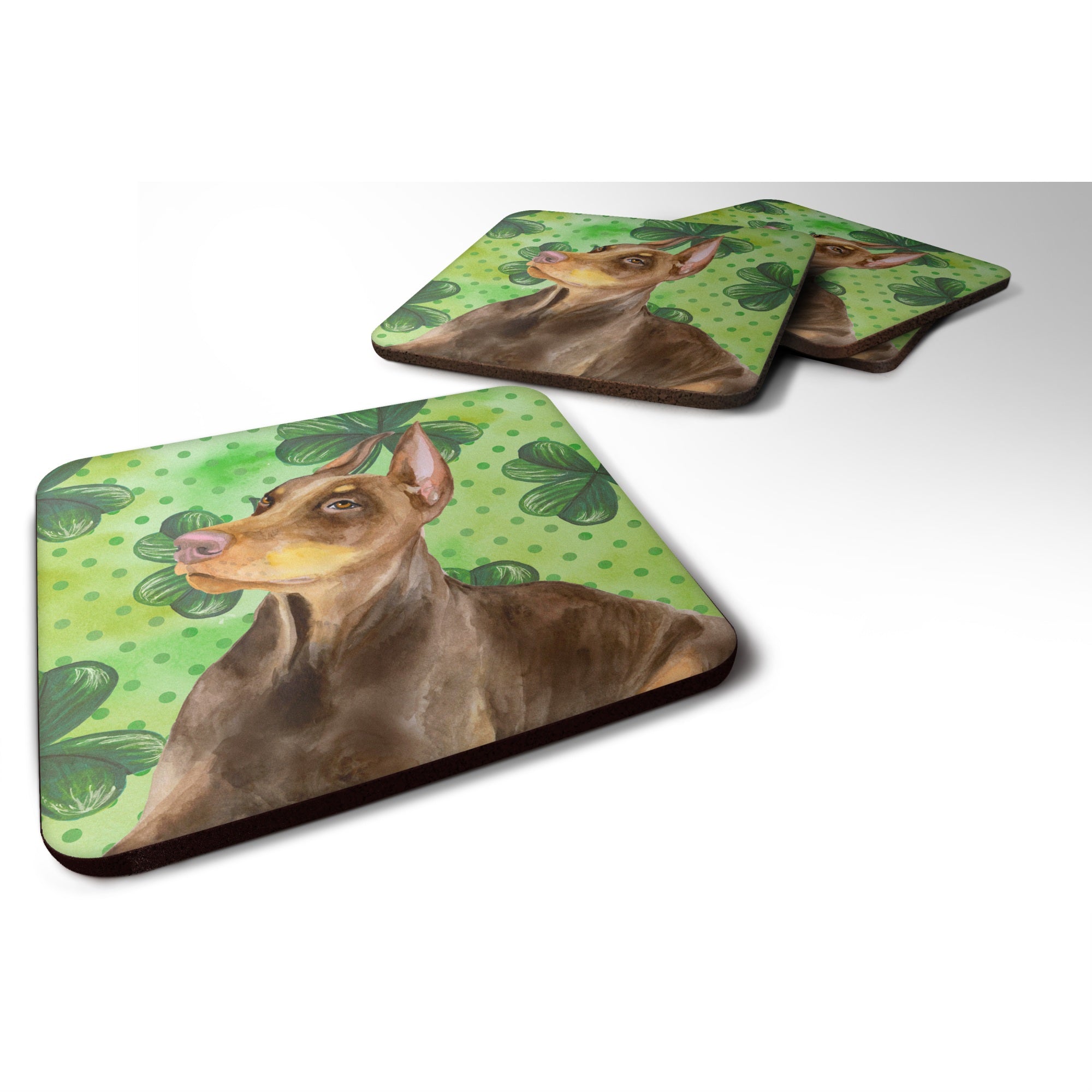 'Caroline'S Treasures Doberman Pinscher St Patrick'S Decorative Coasters, Multicolor''