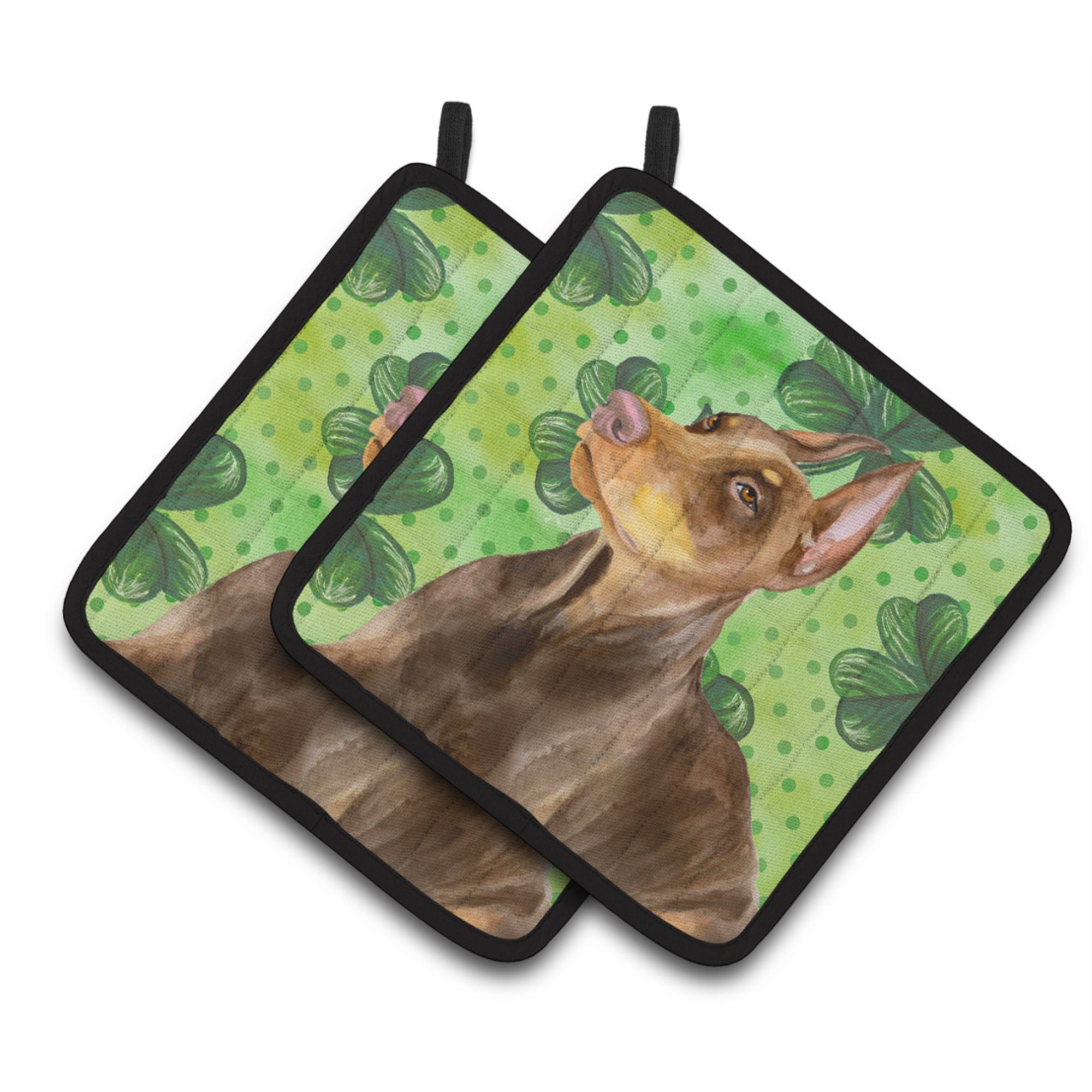 'Caroline'S Treasures Doberman Pinscher Decorated Pot Holder, 7.5H X 7.5W, St Patrick'S Day''