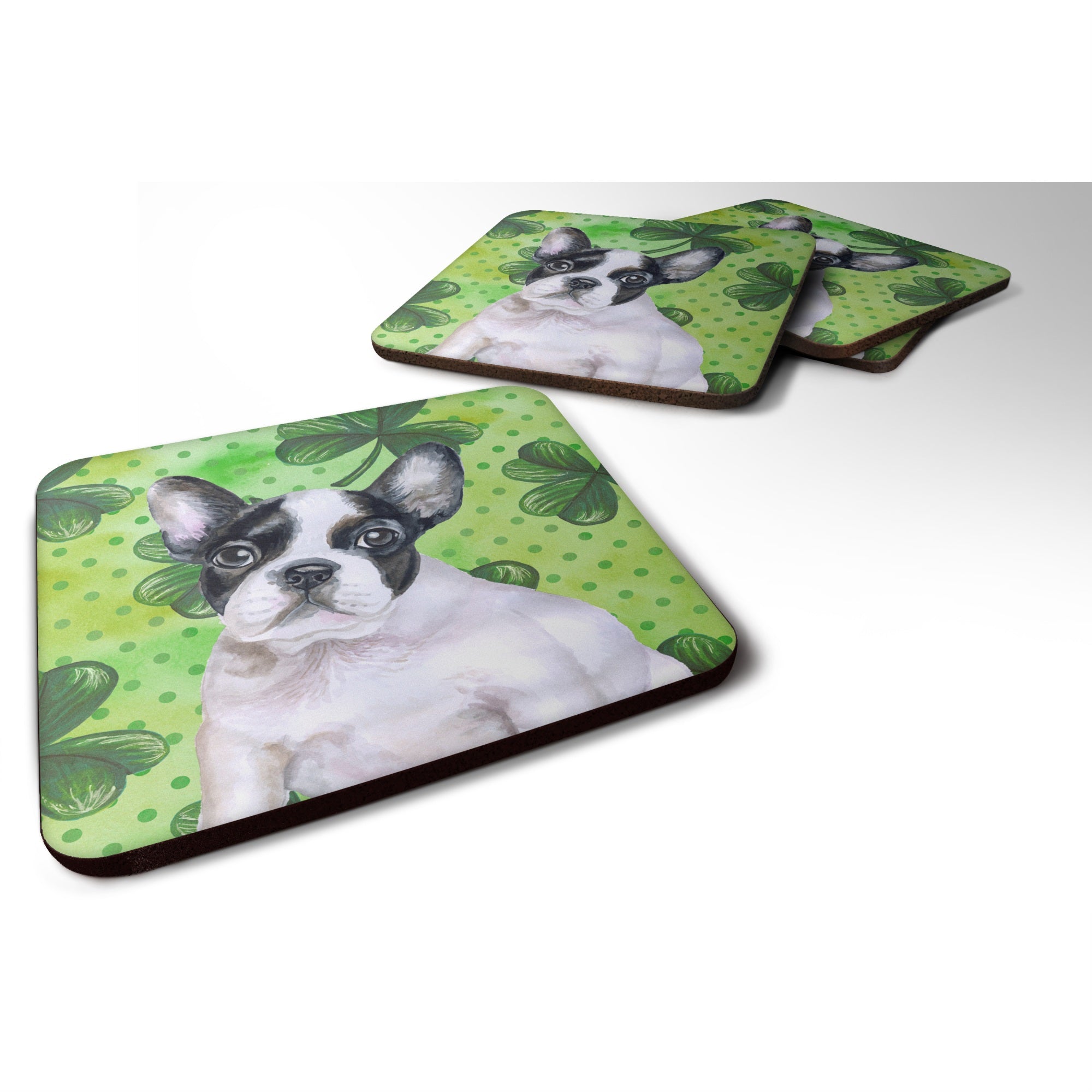 'Caroline'S Treasures French Bulldog Black White St Patrick'S Decorative Coasters, Multicolor''