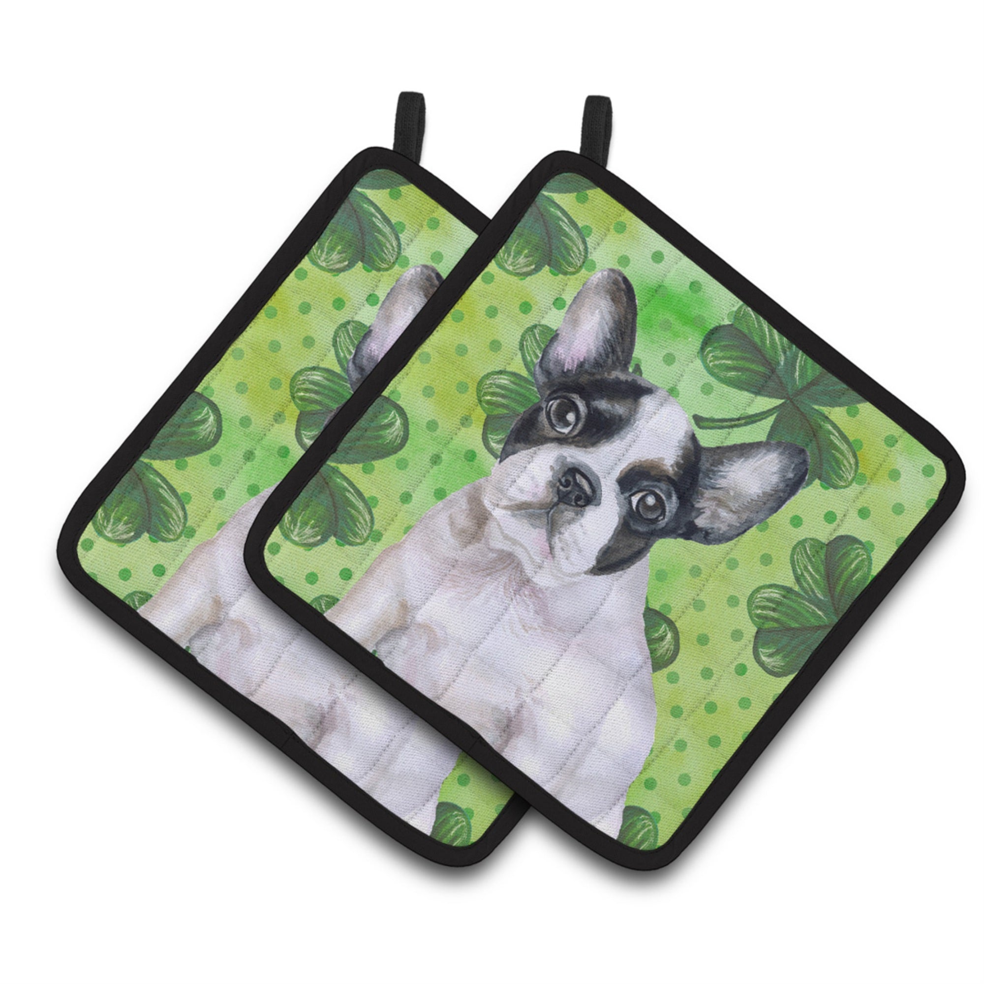 'Caroline'S Treasures French Bulldog Black White Decorated Pot Holder, 7.5H X 7.5W, St Patrick'S Day''