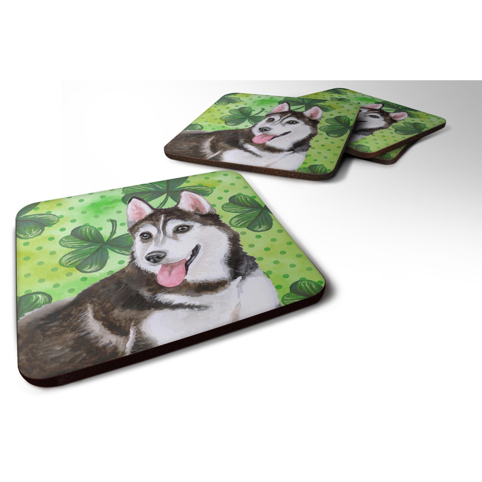 'Caroline'S Treasures Siberian Husky #2 St Patrick'S Decorative Coasters, Multicolor''