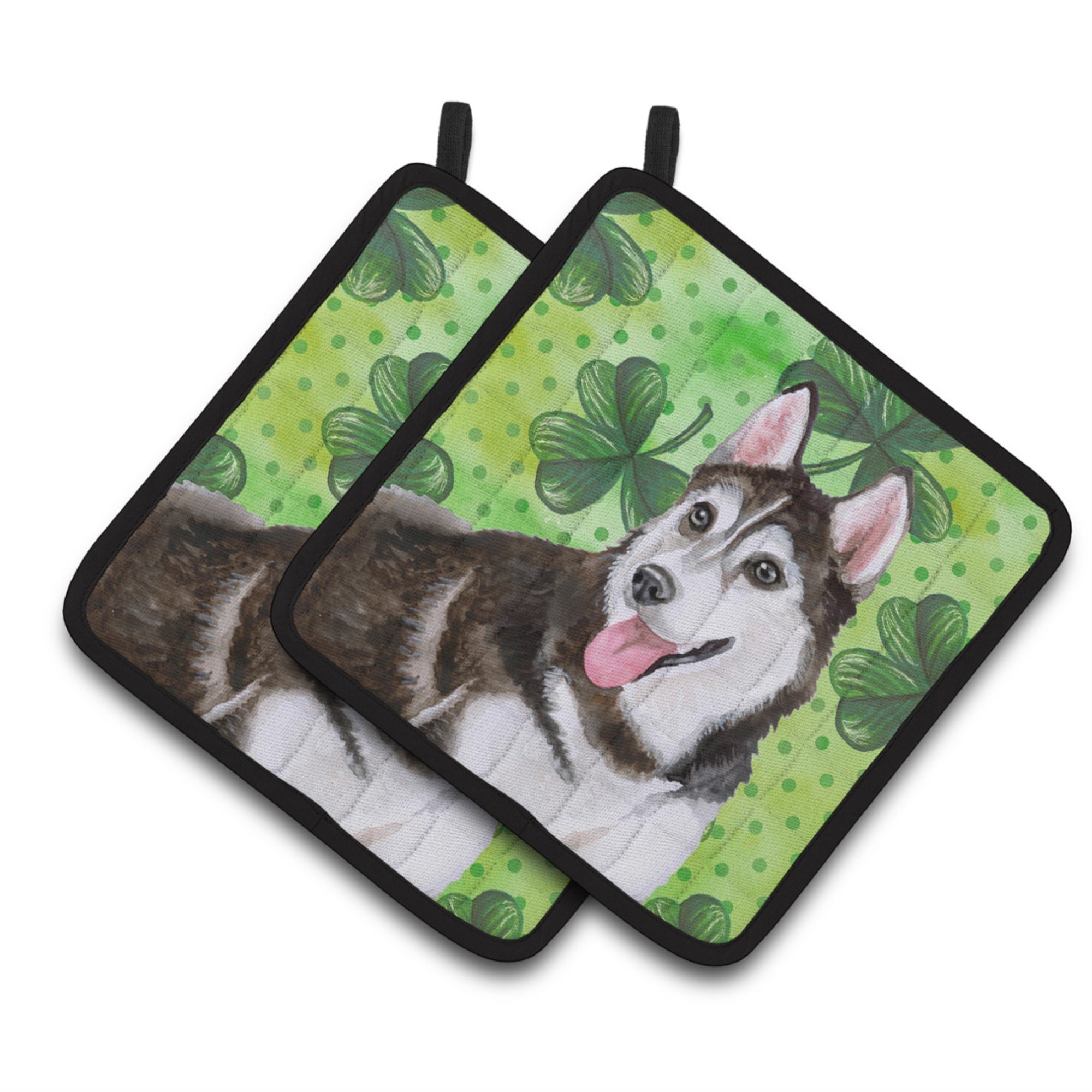 'Caroline'S Treasures Siberian Husky #2 Decorated Pot Holder, 7.5H X 7.5W, St Patrick'S Day''