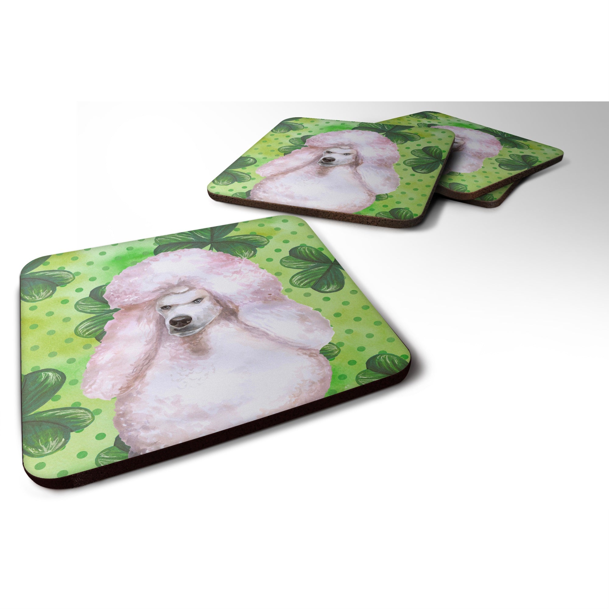 'Caroline'S Treasures White Standard Poodle St Patrick'S Decorative Coasters, Multicolor''