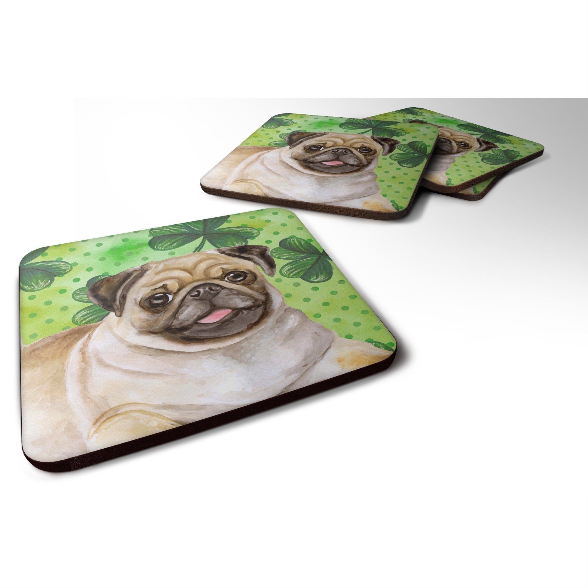'Caroline'S Treasures Fawn Pug St Patrick'S Decorative Coasters, Multicolor''