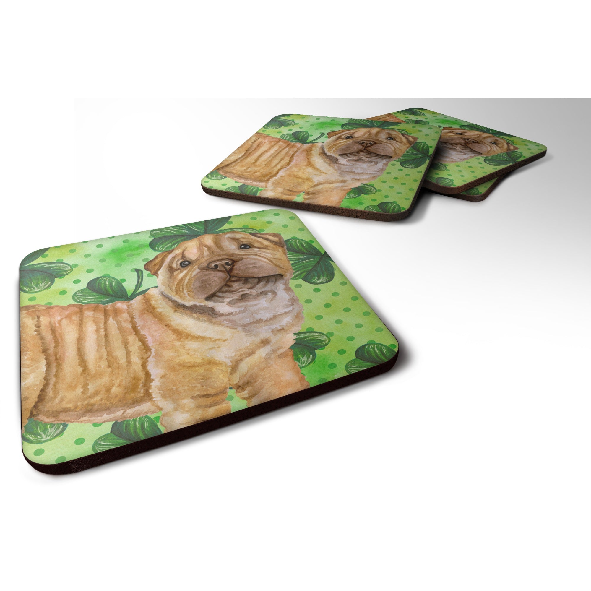'Caroline'S Treasures Shar Pei Puppy St Patrick'S Decorative Coasters, Multicolor''