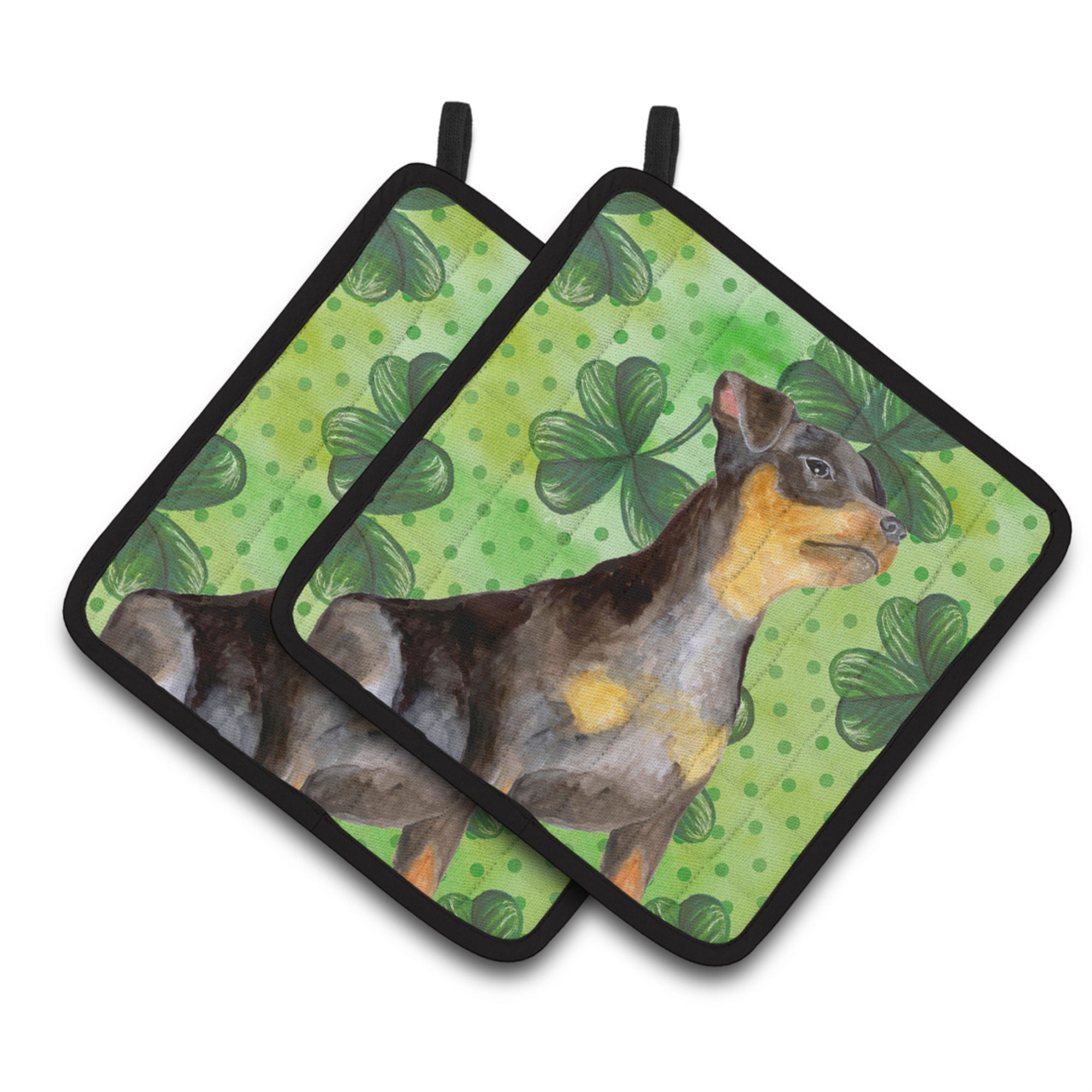 'Caroline'S Treasures Miniature Pinscher #2 Decorated Pot Holder, 7.5H X 7.5W, St Patrick'S Day''