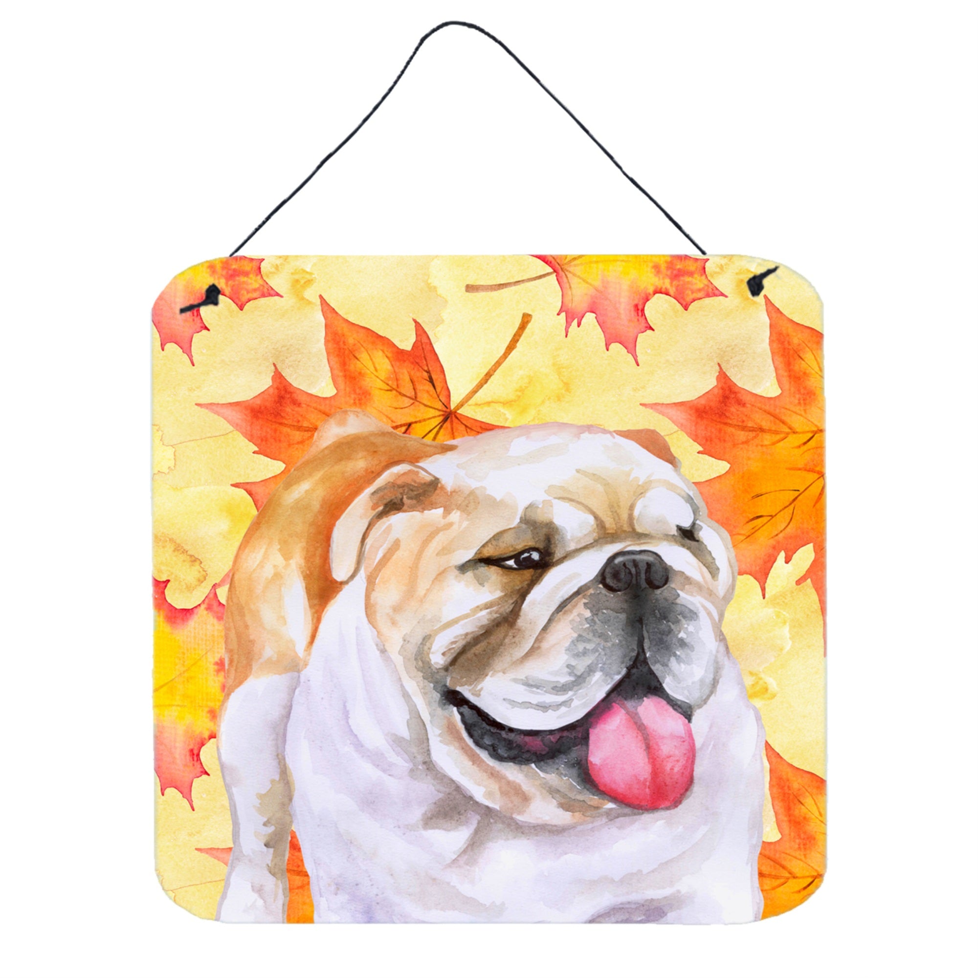 'Caroline'S Treasures English Bulldog Metal Print, 6H X 6W, Fall Leaves''