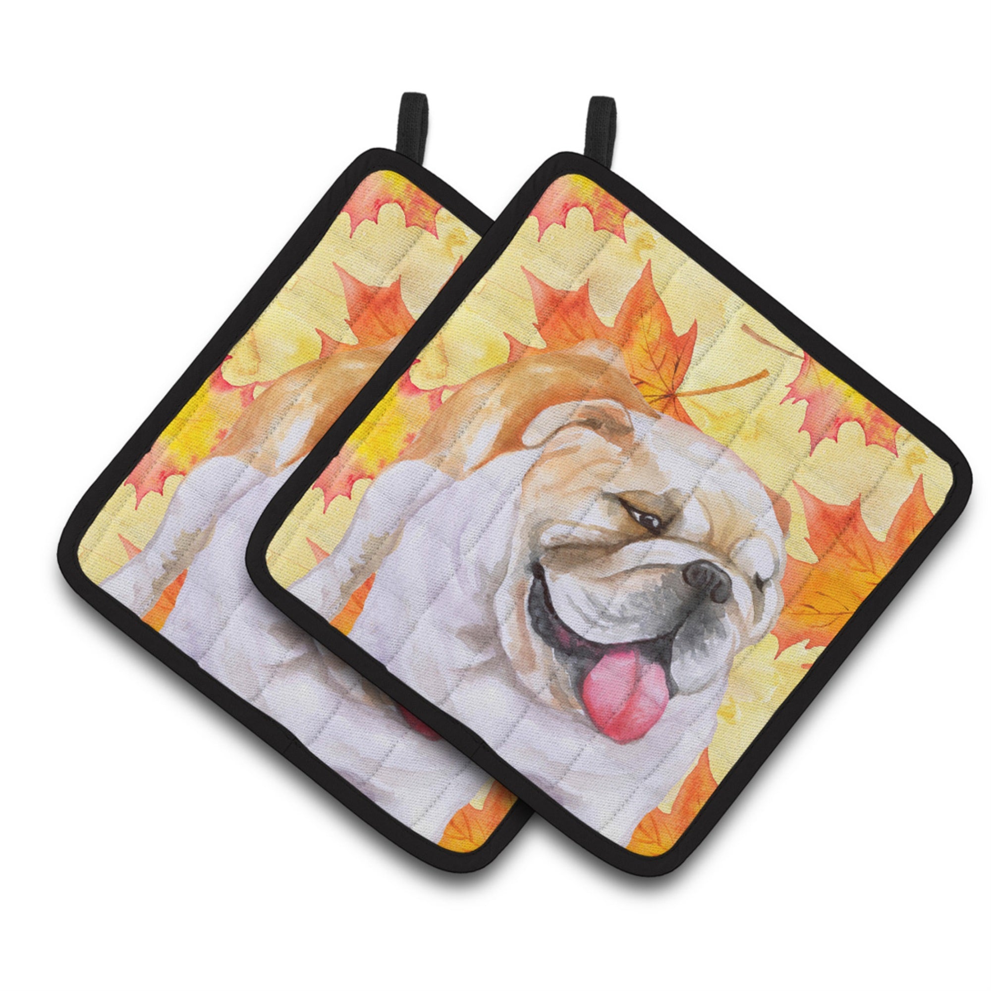 'Caroline'S Treasures English Bulldog Decorated Pot Holder, 7.5H X 7.5W, Fall Leaves''
