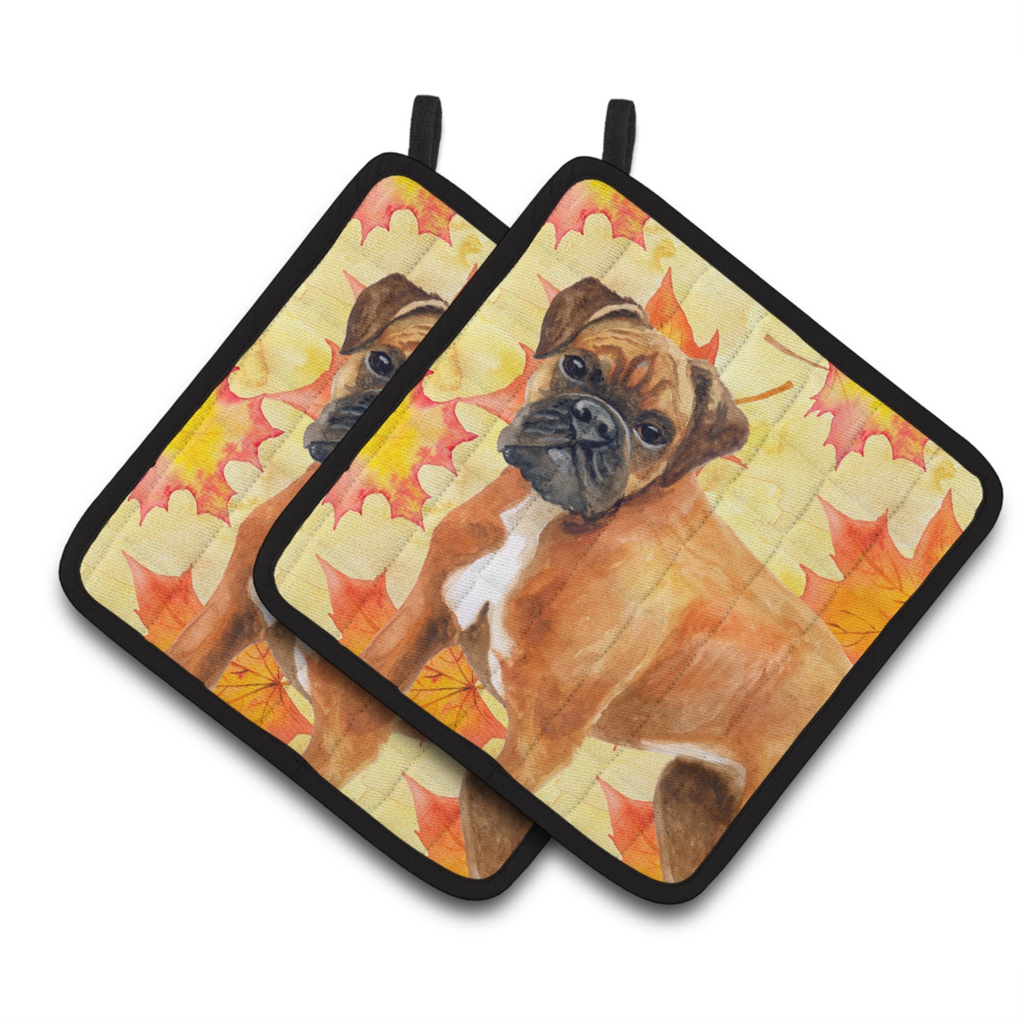 'Caroline'S Treasures German Boxer Decorated Pot Holder, 7.5H X 7.5W, Fall Leaves''