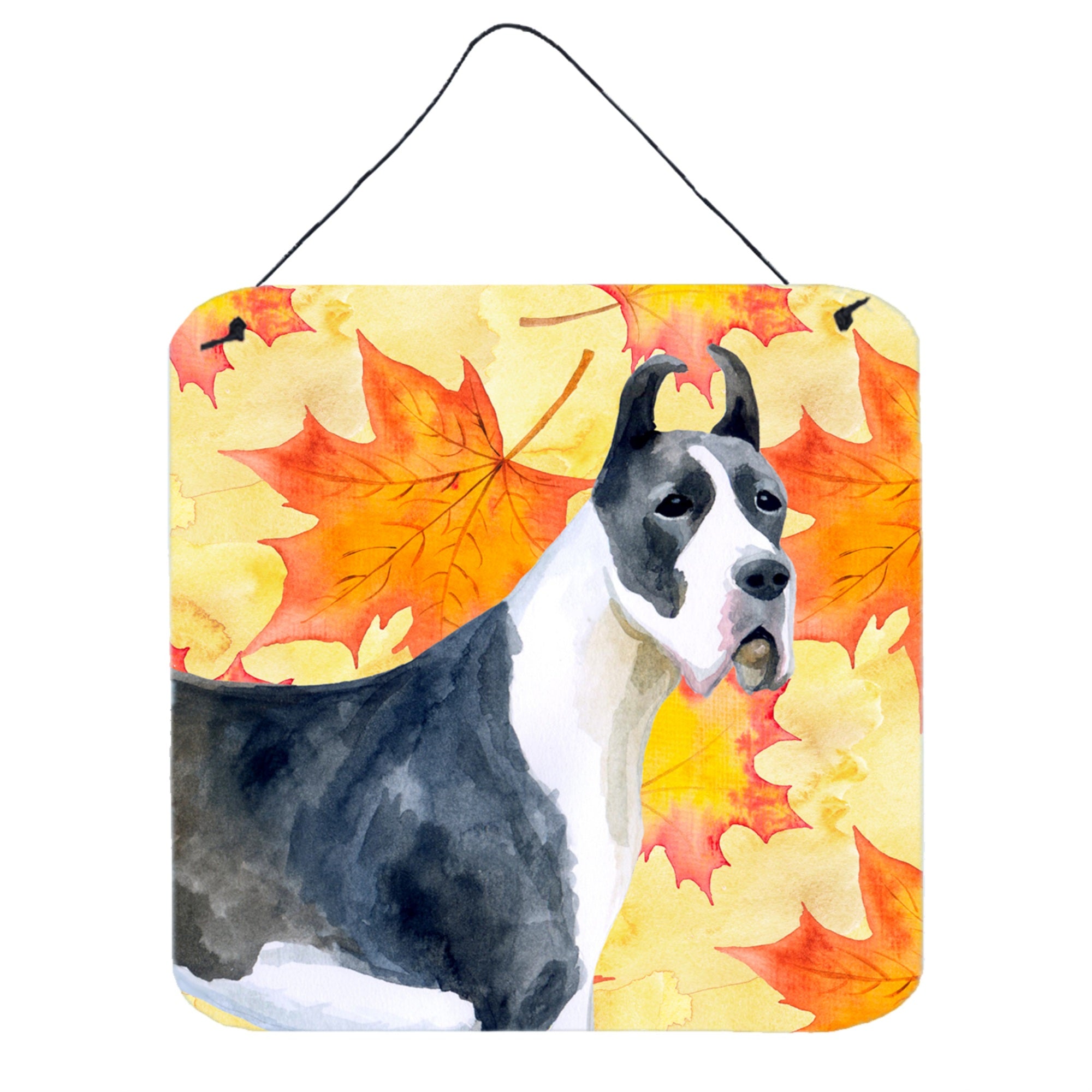 'Caroline'S Treasures Harlequin Dane Metal Print, 6H X 6W, Fall Leaves''