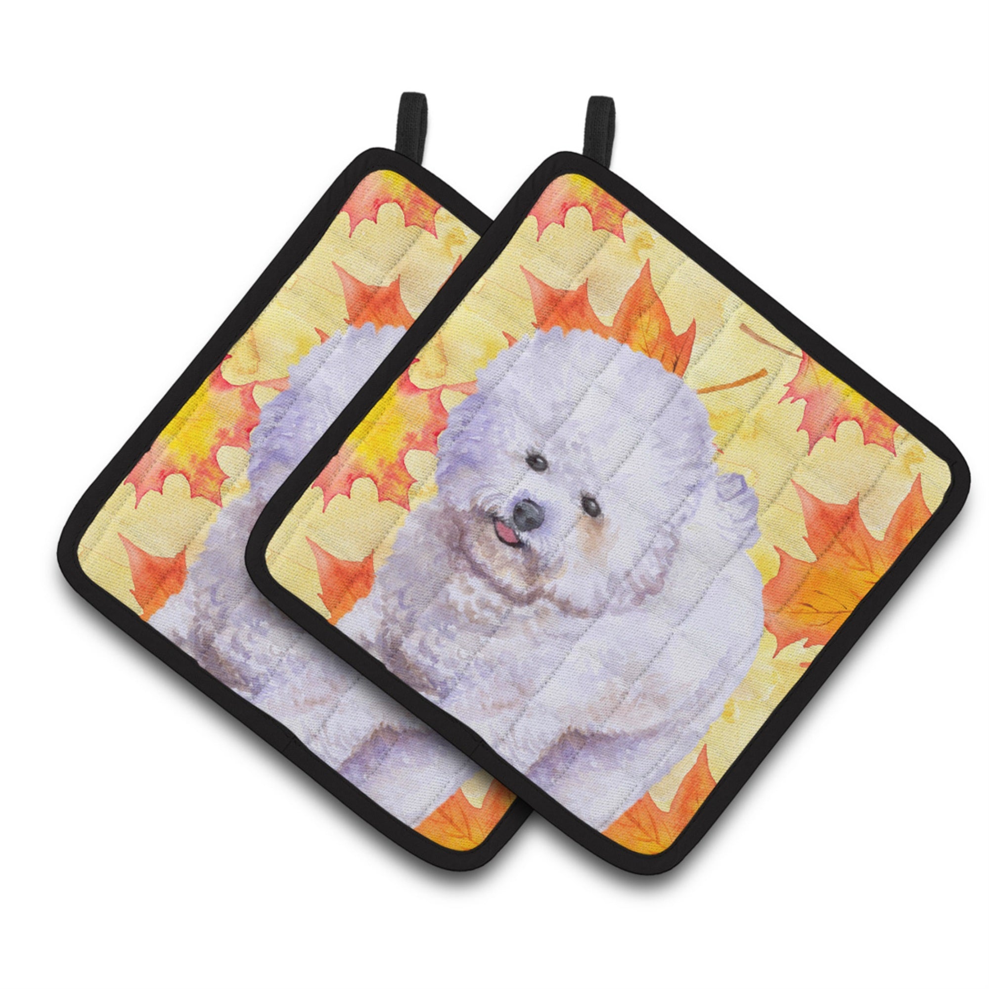 'Caroline'S Treasures Bichon Frise Decorated Pot Holder, 7.5H X 7.5W, Fall Leaves''