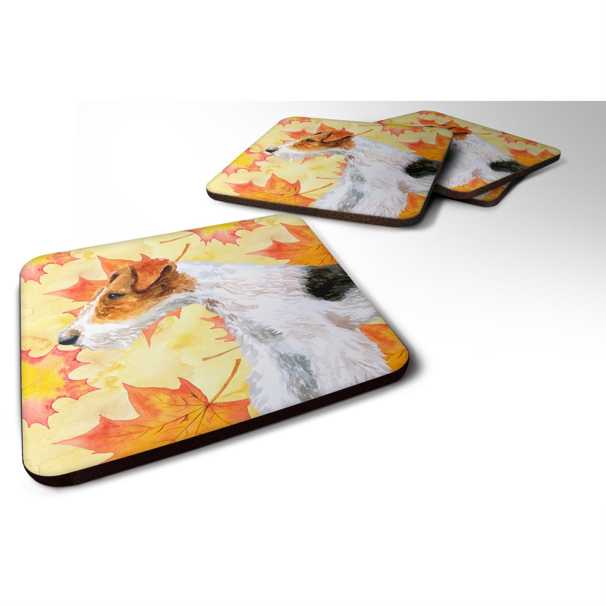 'Caroline'S Treasures Fox Terrier Fall Decorative Coasters, Multicolor''