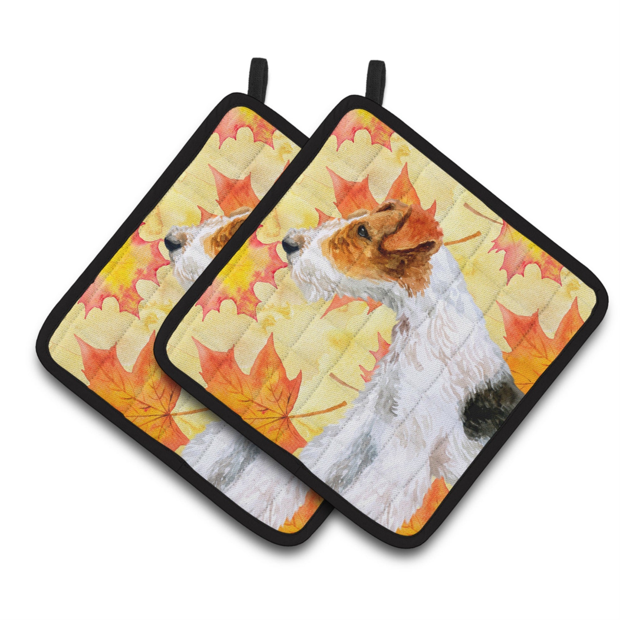 'Caroline'S Treasures Fox Terrier Decorated Pot Holder, 7.5H X 7.5W, Fall Leaves''