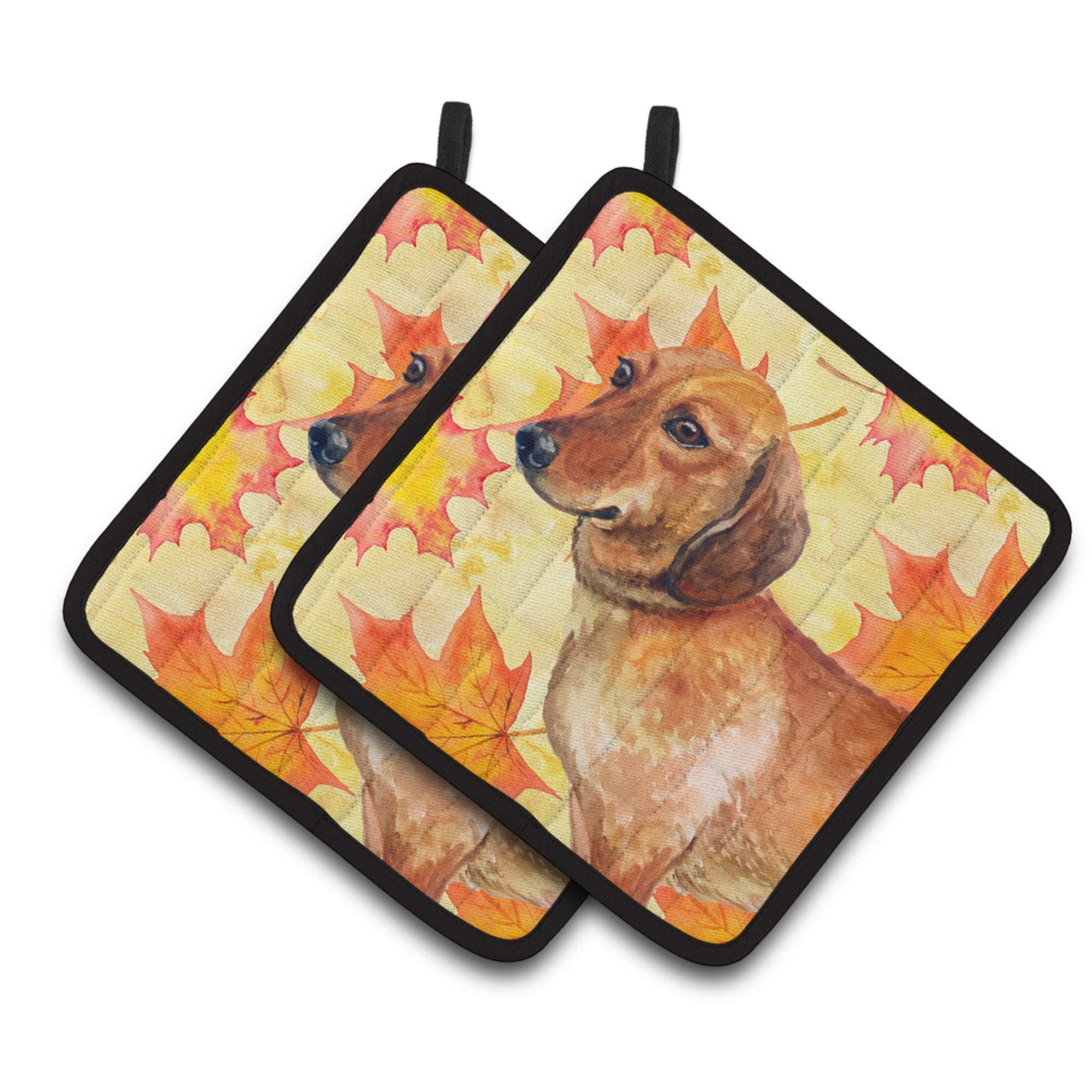 'Caroline'S Treasures Dachshund Decorated Pot Holder, 7.5H X 7.5W, Fall Leaves''
