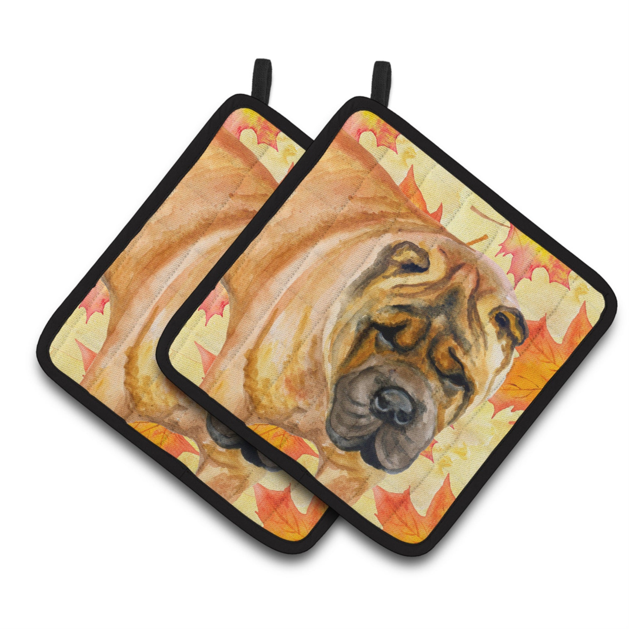 'Caroline'S Treasures Shar Pei Decorated Pot Holder, 7.5H X 7.5W, Fall Leaves''
