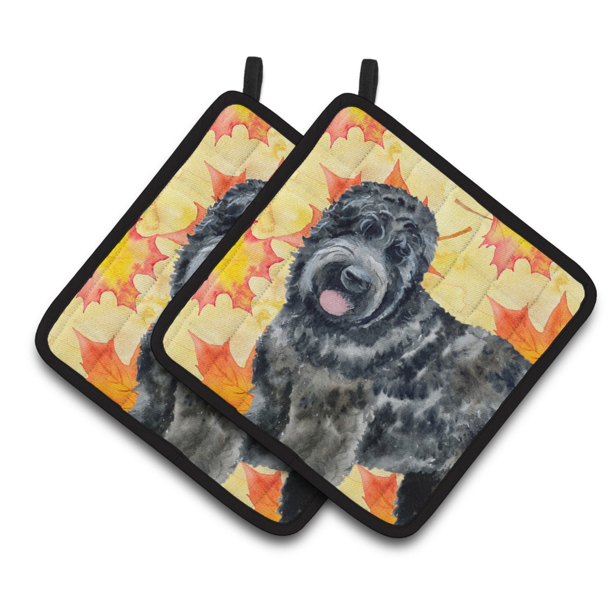 'Caroline'S Treasures Black Russian Terrier Decorated Pot Holder, 7.5H X 7.5W, Fall Leaves''