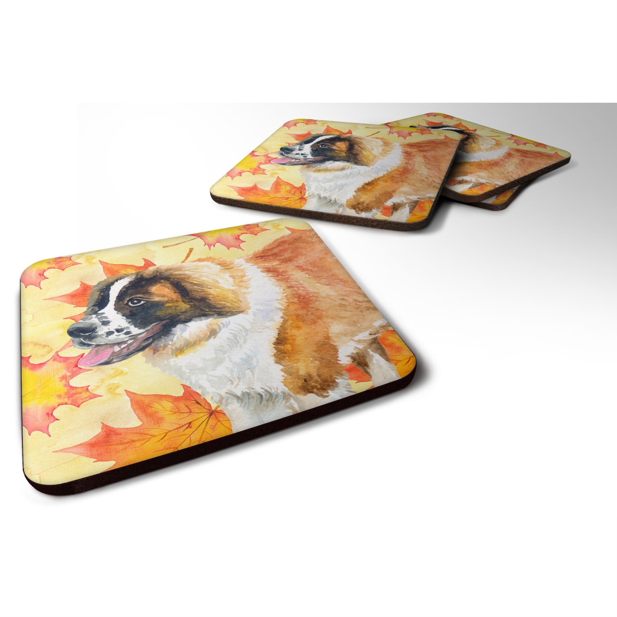 'Caroline'S Treasures Saint Bernard Fall Decorative Coasters, Multicolor''