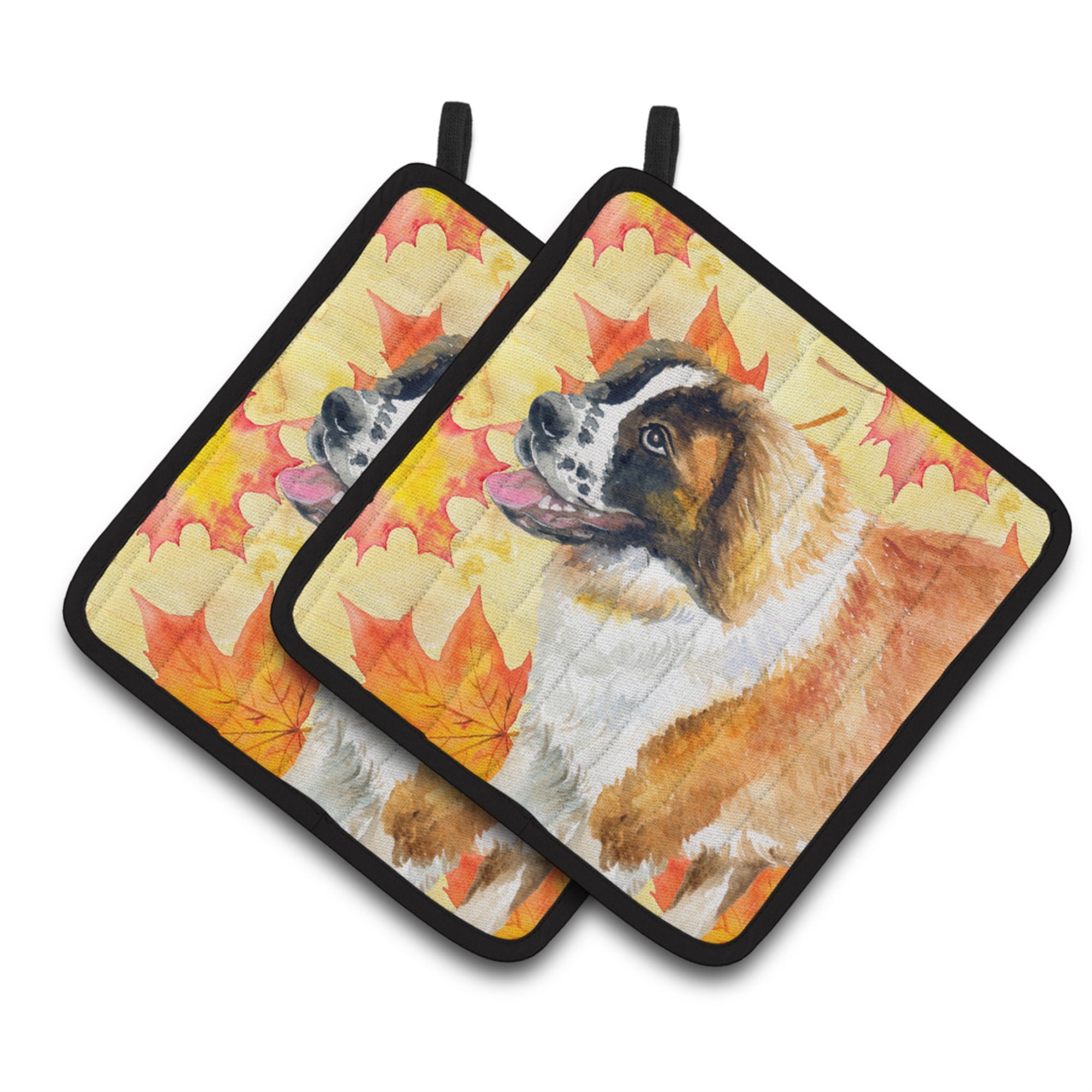 'Caroline'S Treasures Saint Bernard Decorated Pot Holder, 7.5H X 7.5W, Fall Leaves''