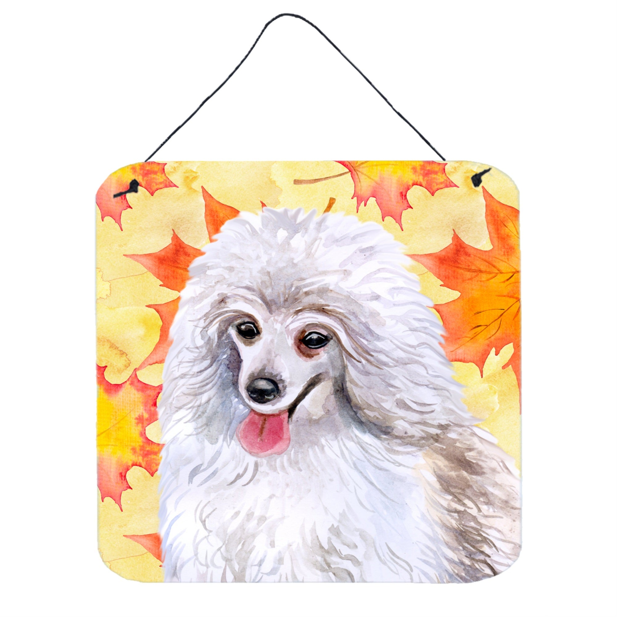 'Caroline'S Treasures Medium White Poodle Metal Print, 6H X 6W, Fall Leaves''