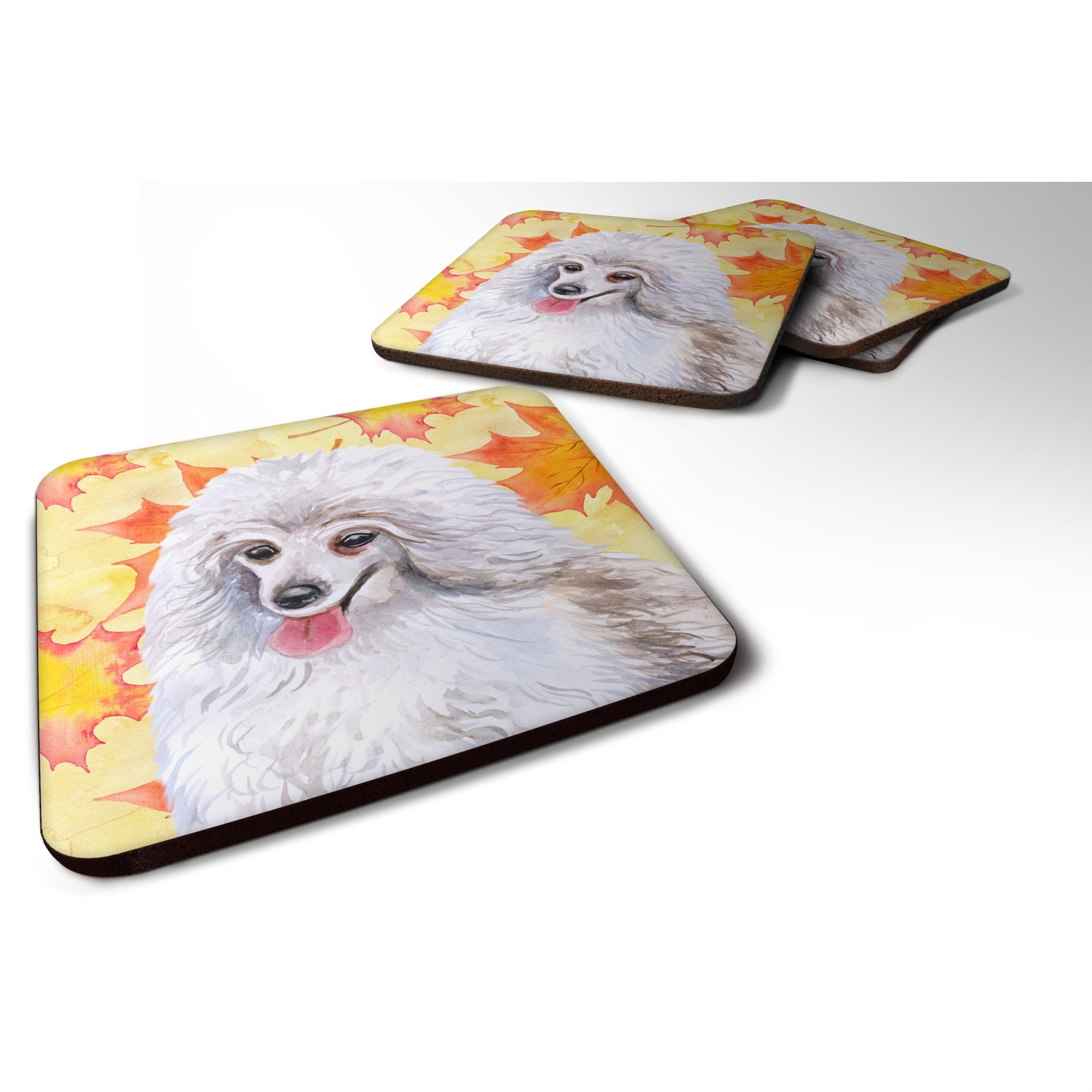 'Caroline'S Treasures Medium White Poodle Fall Decorative Coasters, Multicolor''
