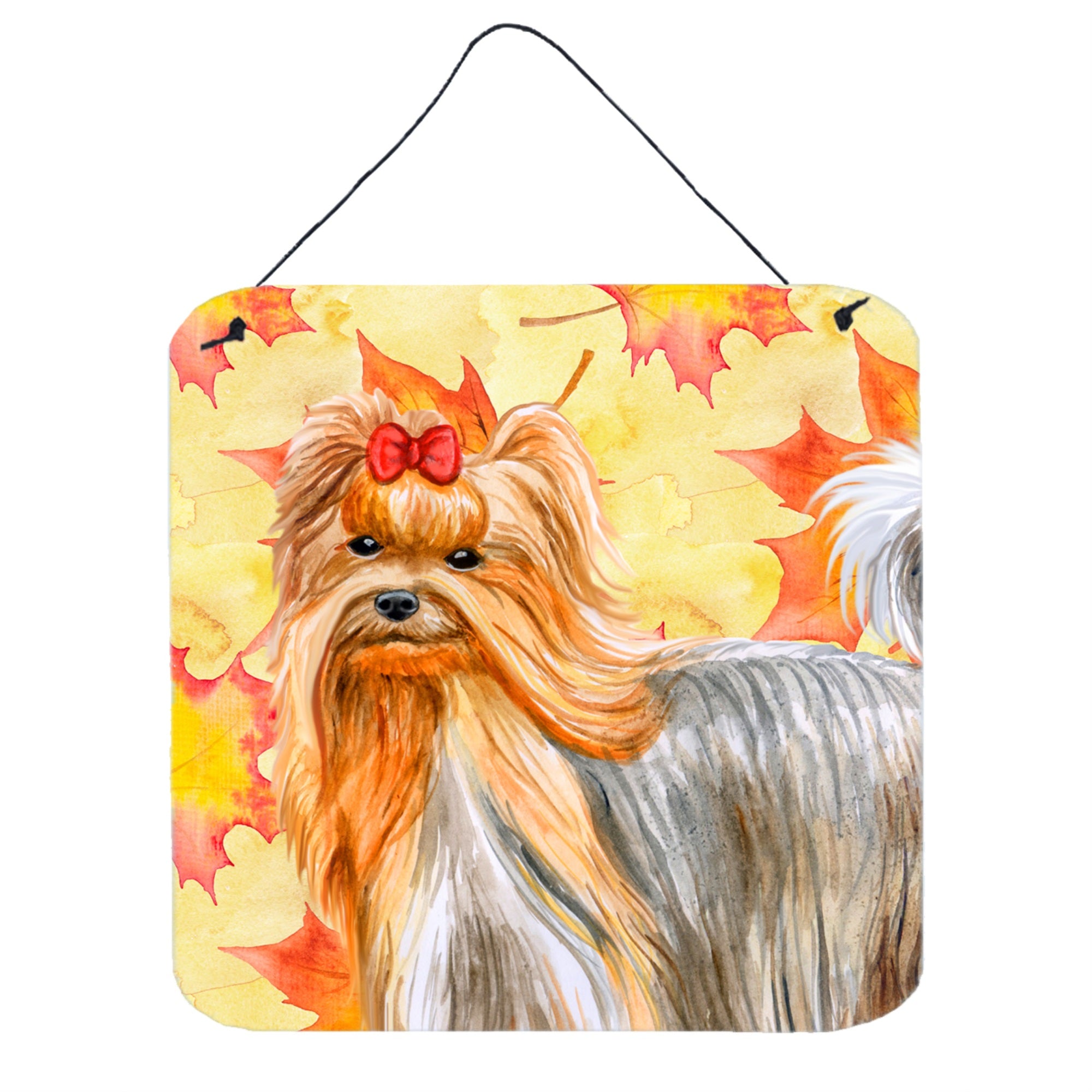 'Caroline'S Treasures Yorkshire Terrier Metal Print, 6H X 6W, Fall Leaves''