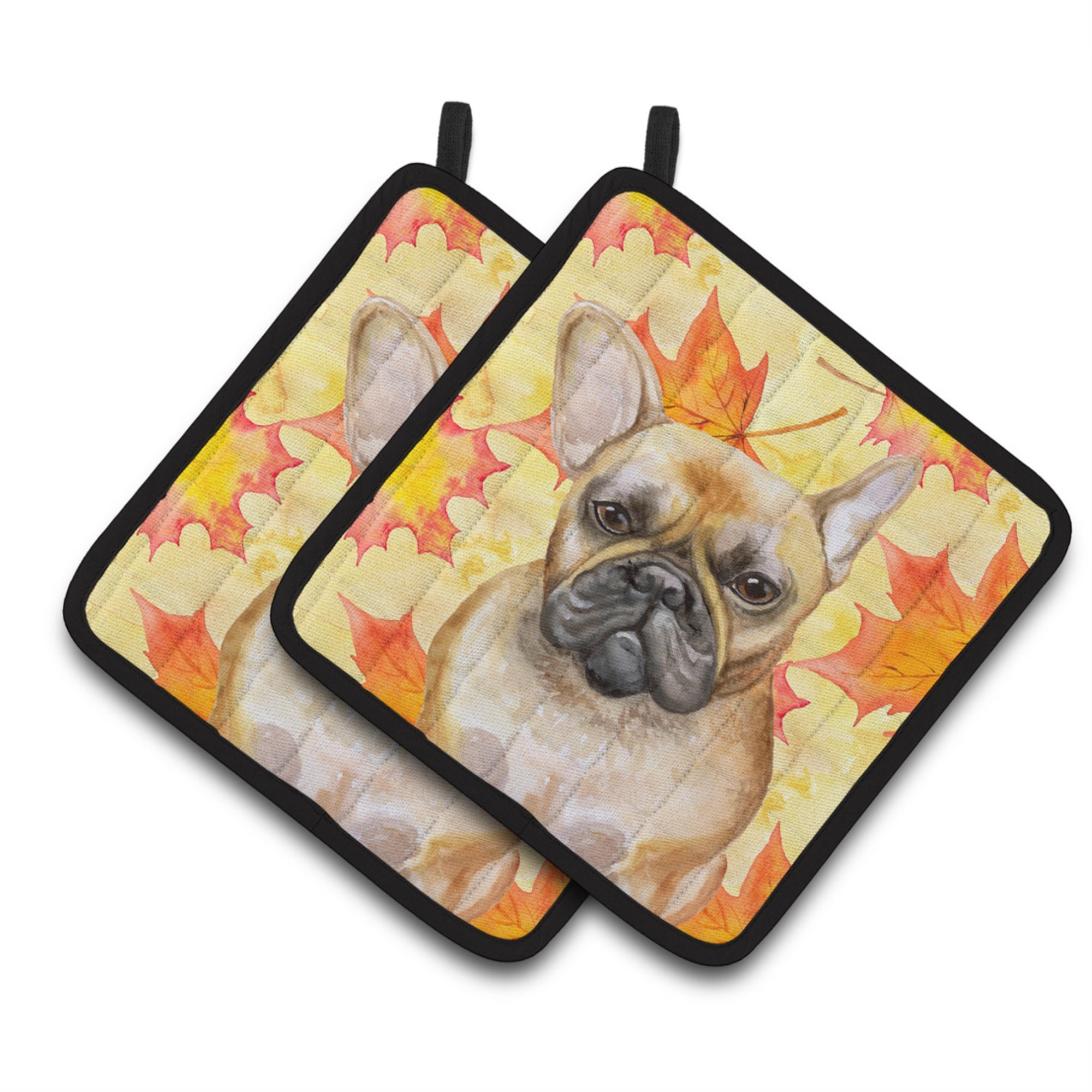 'Caroline'S Treasures French Bulldog Decorated Pot Holder, 7.5H X 7.5W, Fall Leaves''