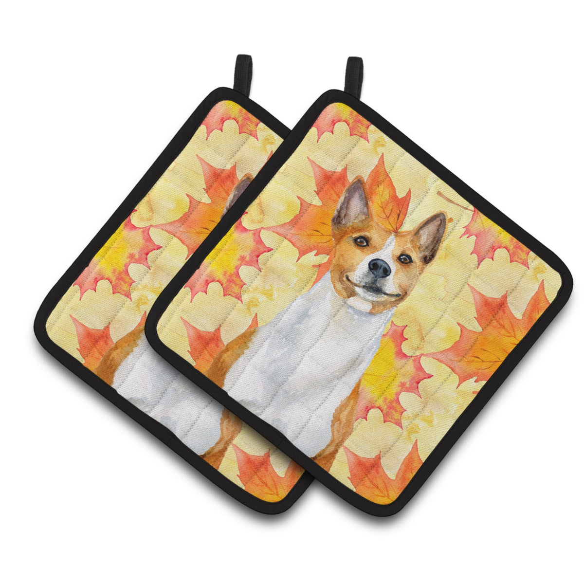 'Caroline'S Treasures Basenji Decorated Pot Holder, 7.5H X 7.5W, Fall Leaves''