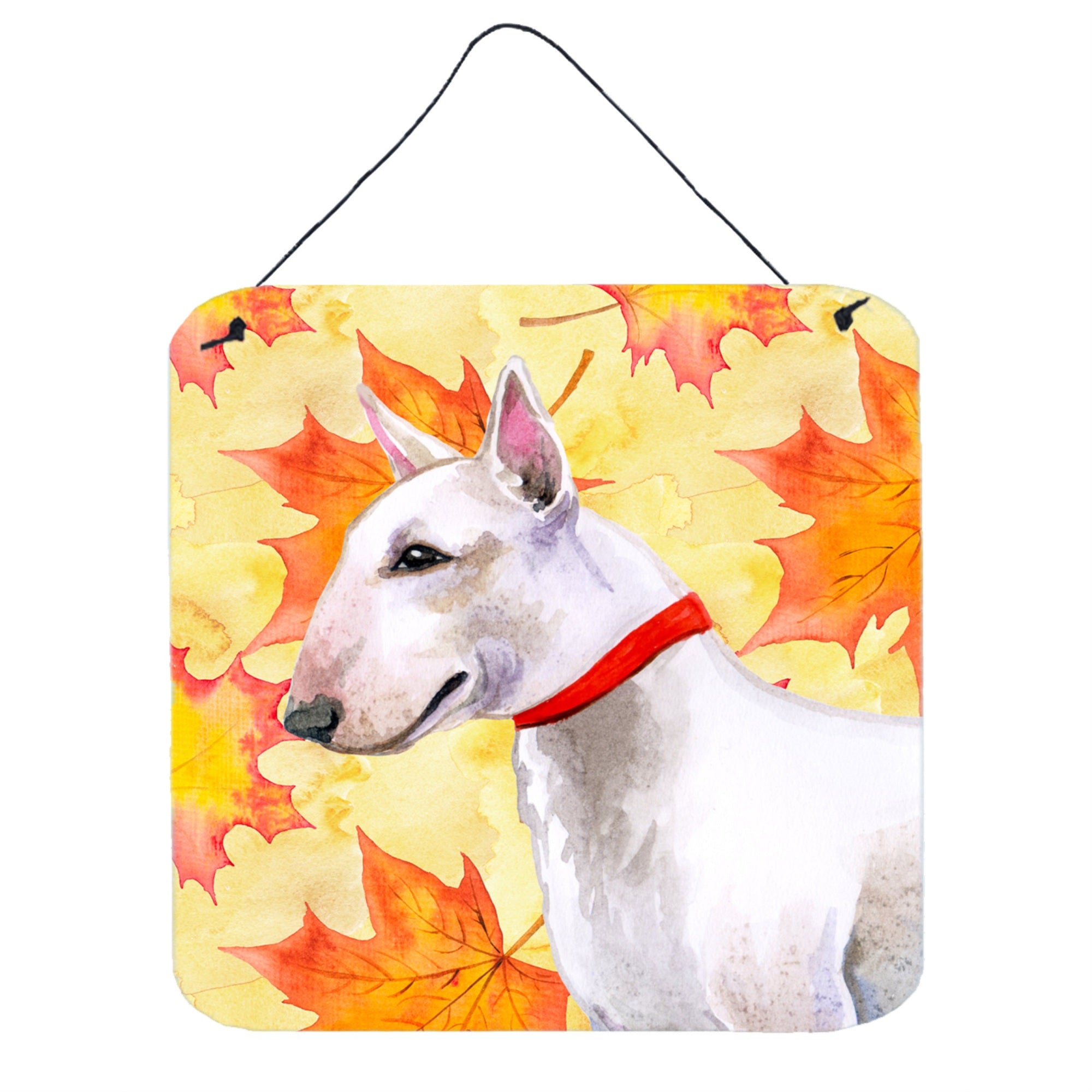 'Caroline'S Treasures Bull Terrier Metal Print, 6H X 6W, Fall Leaves''
