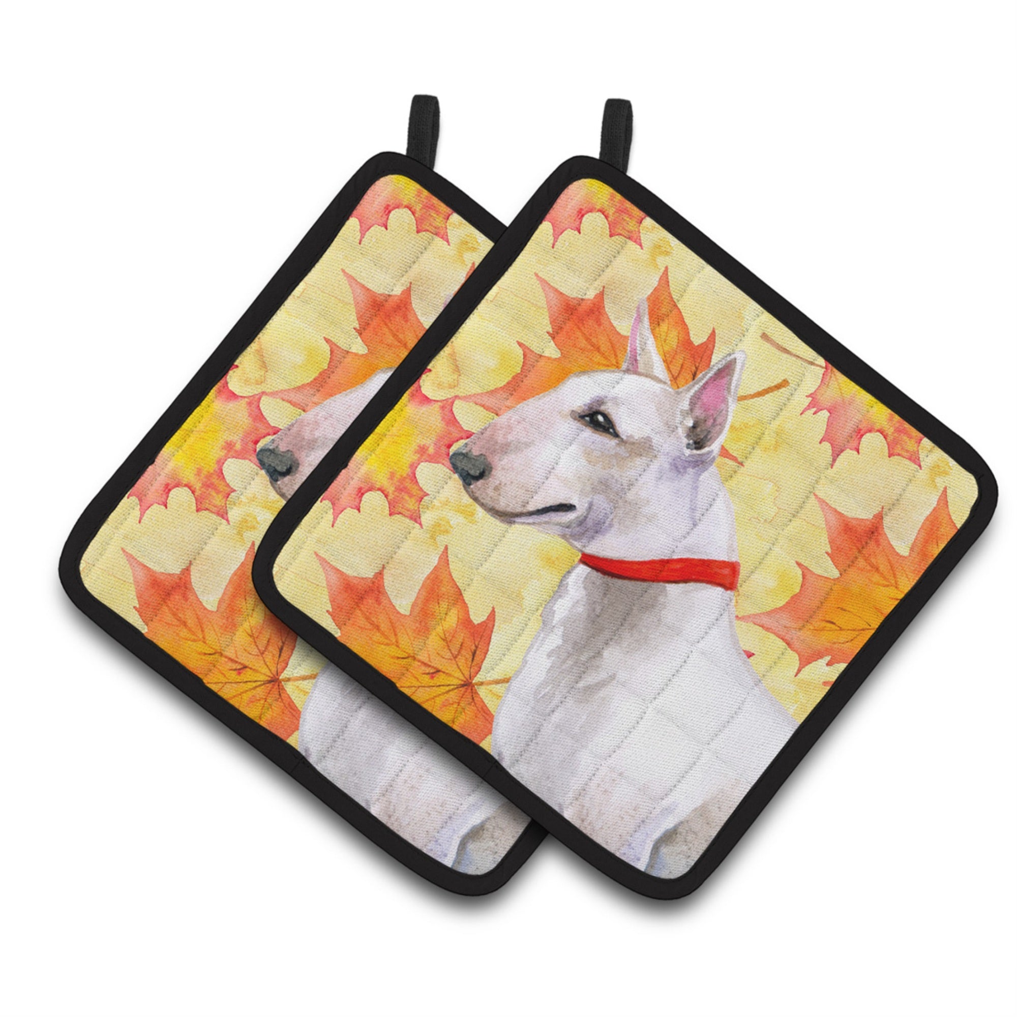 'Caroline'S Treasures Bull Terrier Decorated Pot Holder, 7.5H X 7.5W, Fall Leaves''