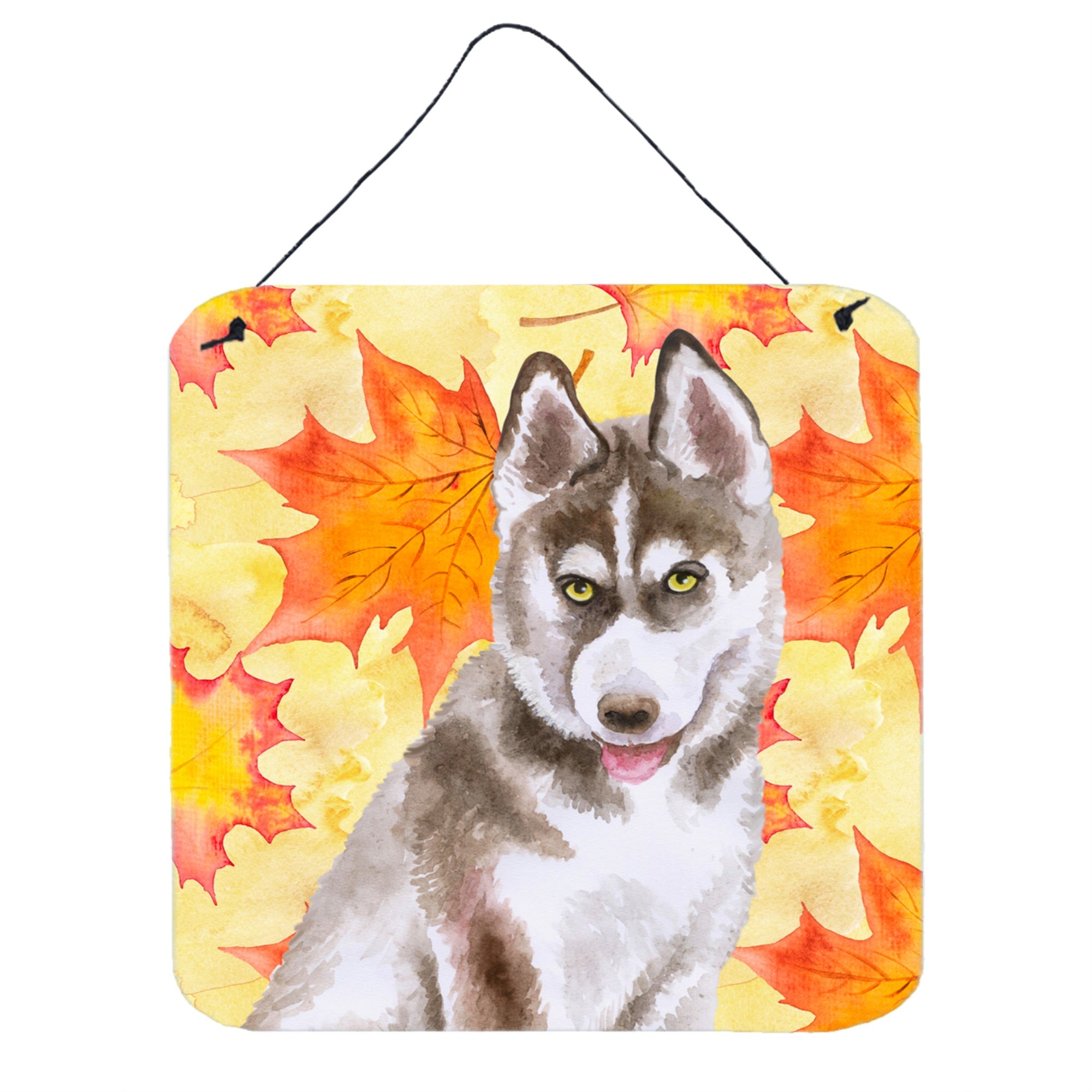'Caroline'S Treasures Siberian Husky Grey Metal Print, 6H X 6W, Fall Leaves''