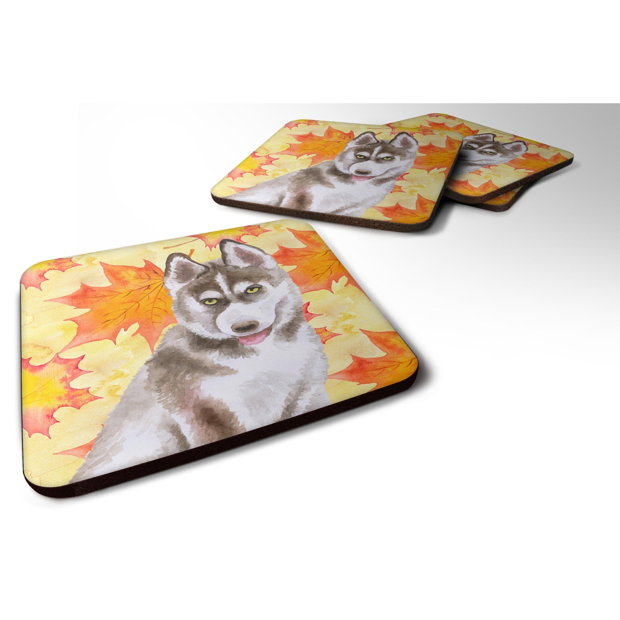 'Caroline'S Treasures Siberian Husky Grey Fall Decorative Coasters, Multicolor''