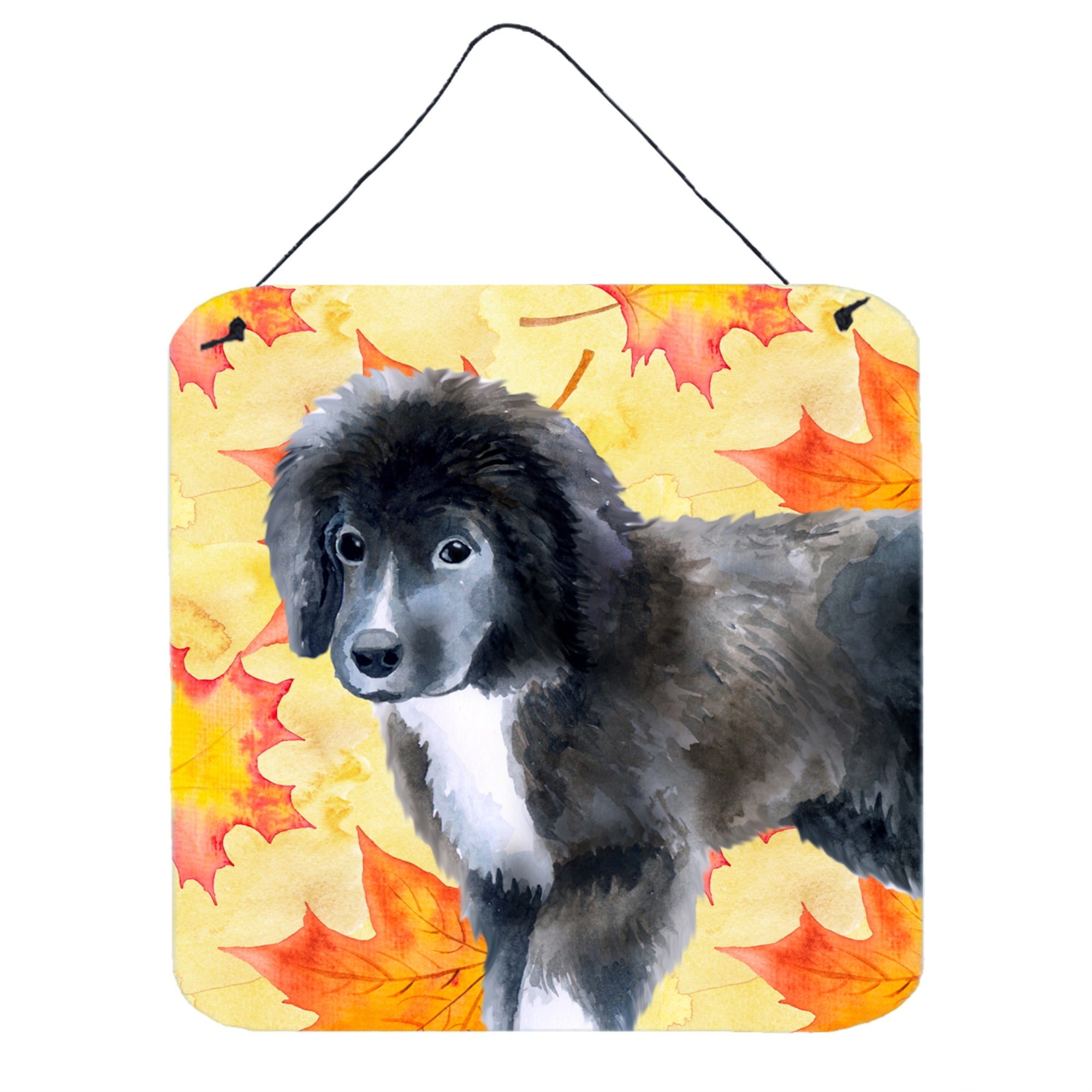 'Caroline'S Treasures Newfoundland Puppy Metal Print, 6H X 6W, Fall Leaves''