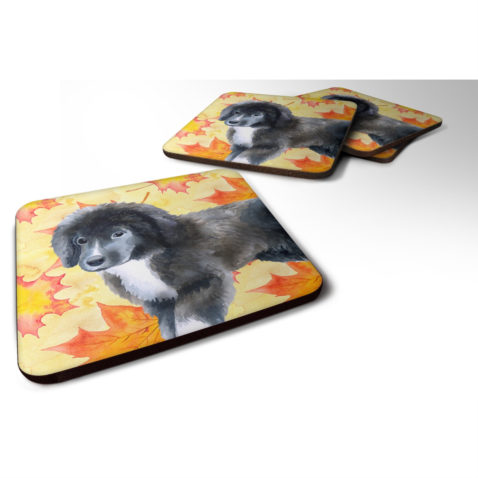 'Caroline'S Treasures Newfoundland Puppy Fall Decorative Coasters, Multicolor''
