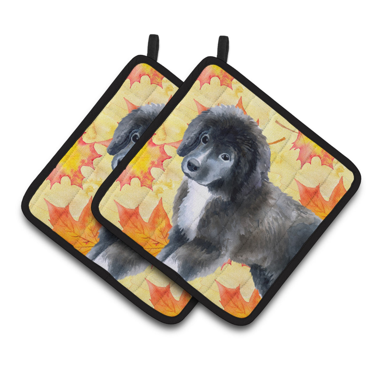 'Caroline'S Treasures Newfoundland Puppy Decorated Pot Holder, 7.5H X 7.5W, Fall Leaves''