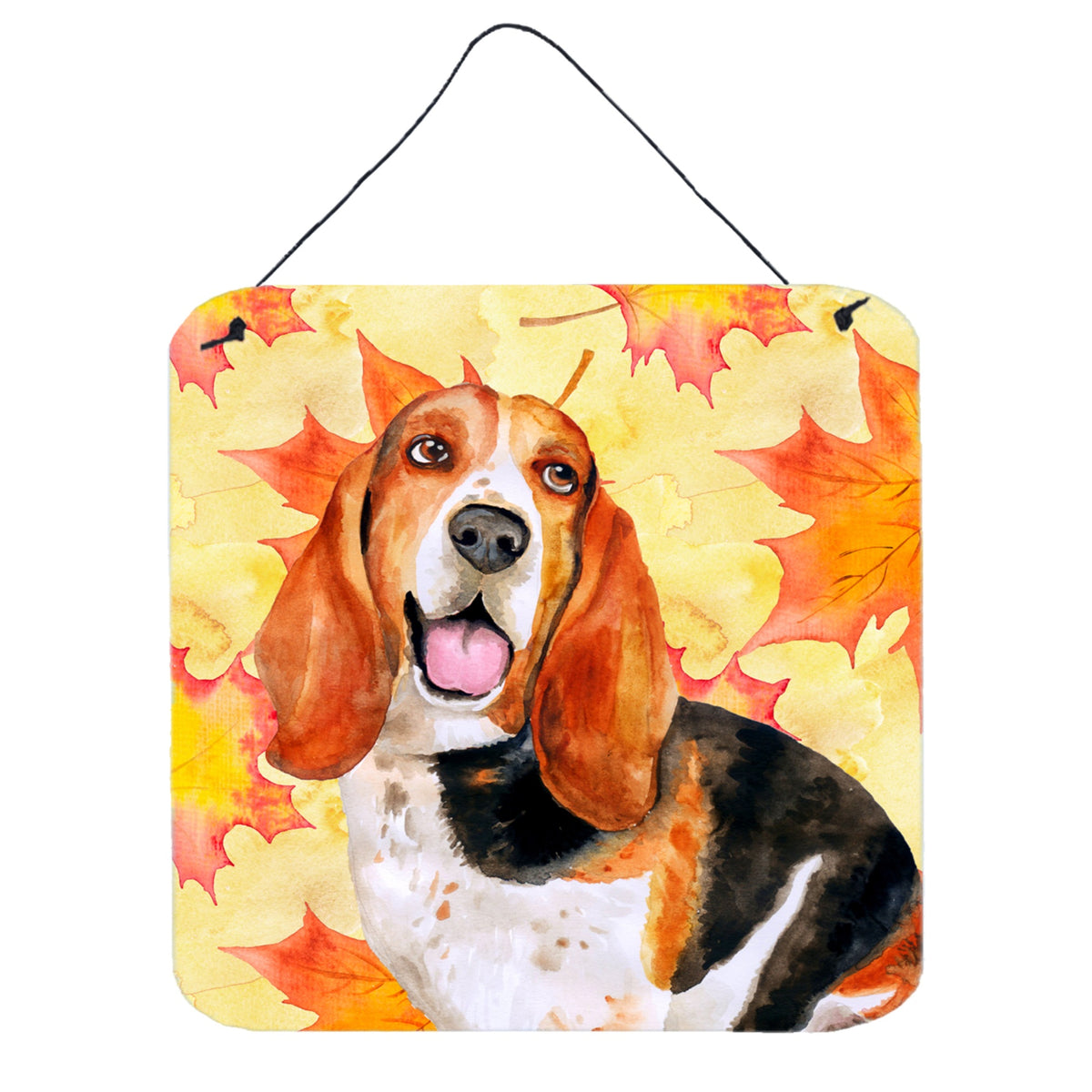 'Caroline'S Treasures Basset Hound Metal Print, 6H X 6W, Fall Leaves''