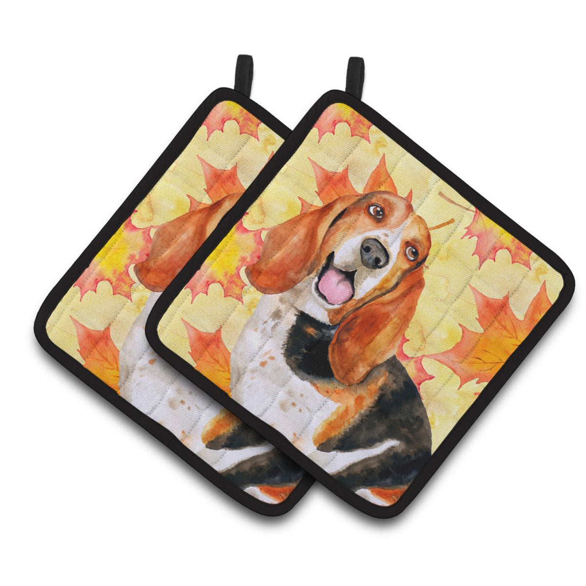 'Caroline'S Treasures Basset Hound Decorated Pot Holder, 7.5H X 7.5W, Fall Leaves''