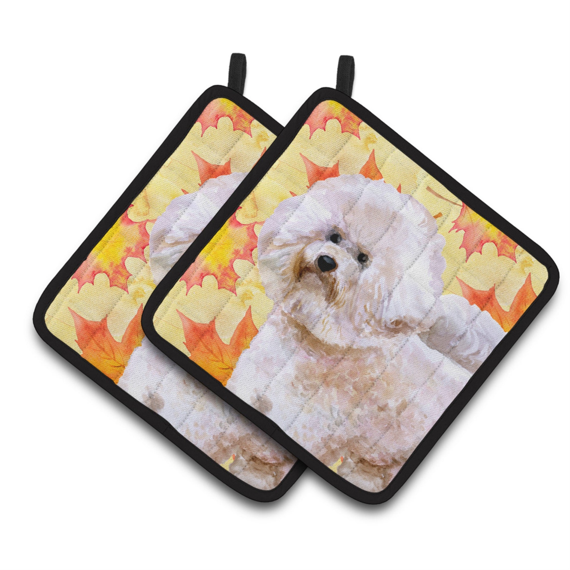 'Caroline'S Treasures Bichon Frise #2 Decorated Pot Holder, 7.5H X 7.5W, Fall Leaves''