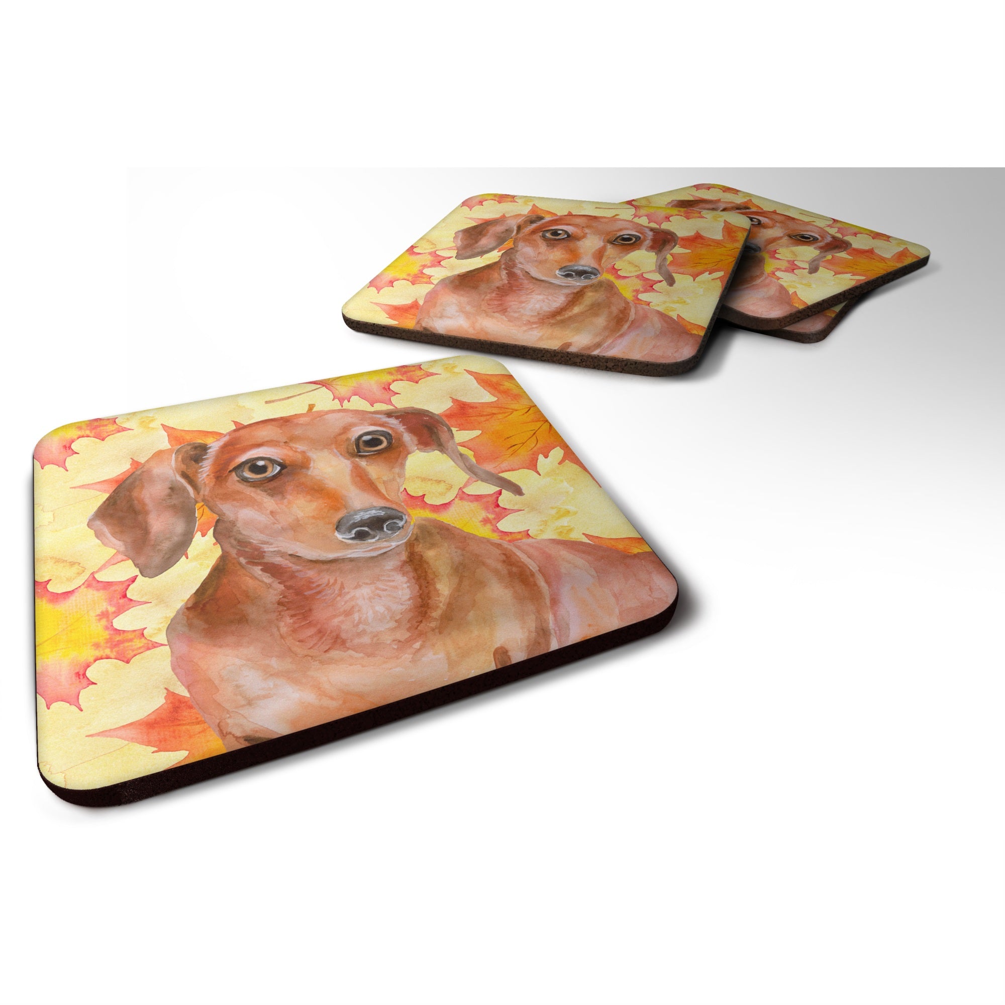 'Caroline'S Treasures Red Dachshund Fall Decorative Coasters, Multicolor''